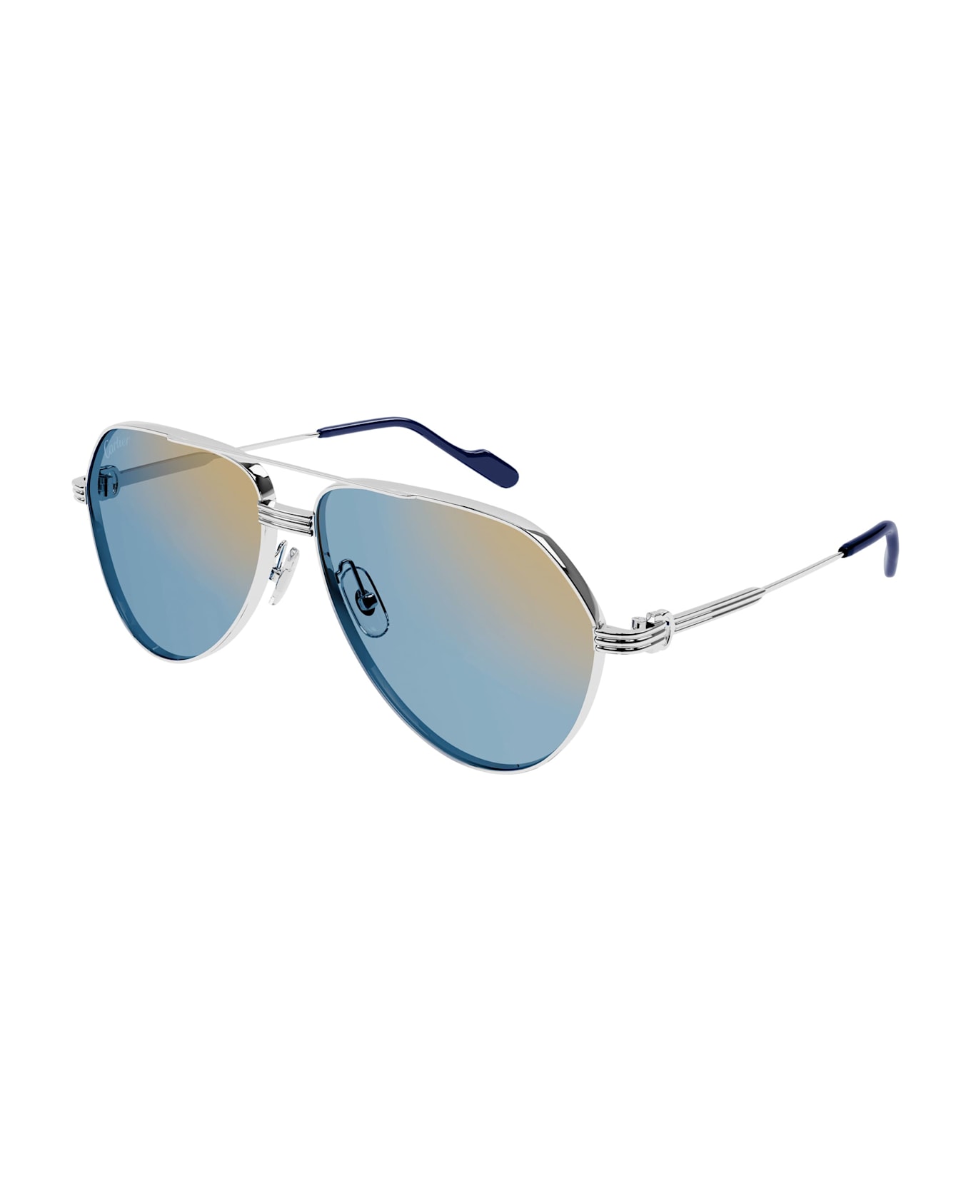 Cartier Eyewear Santos De Cartier Ct0303s-003 - Silver Asian Fit Sunglasses - Silver