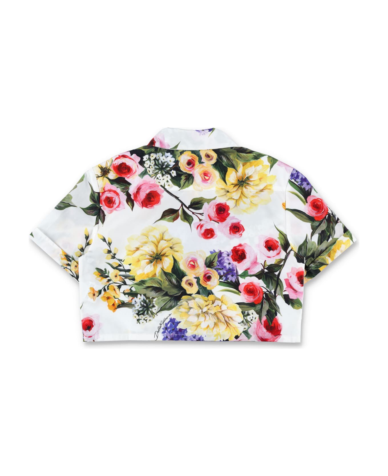 Dolce T-SHIRT & Gabbana Garden Print Poplin Crop Shirt - GARDEN