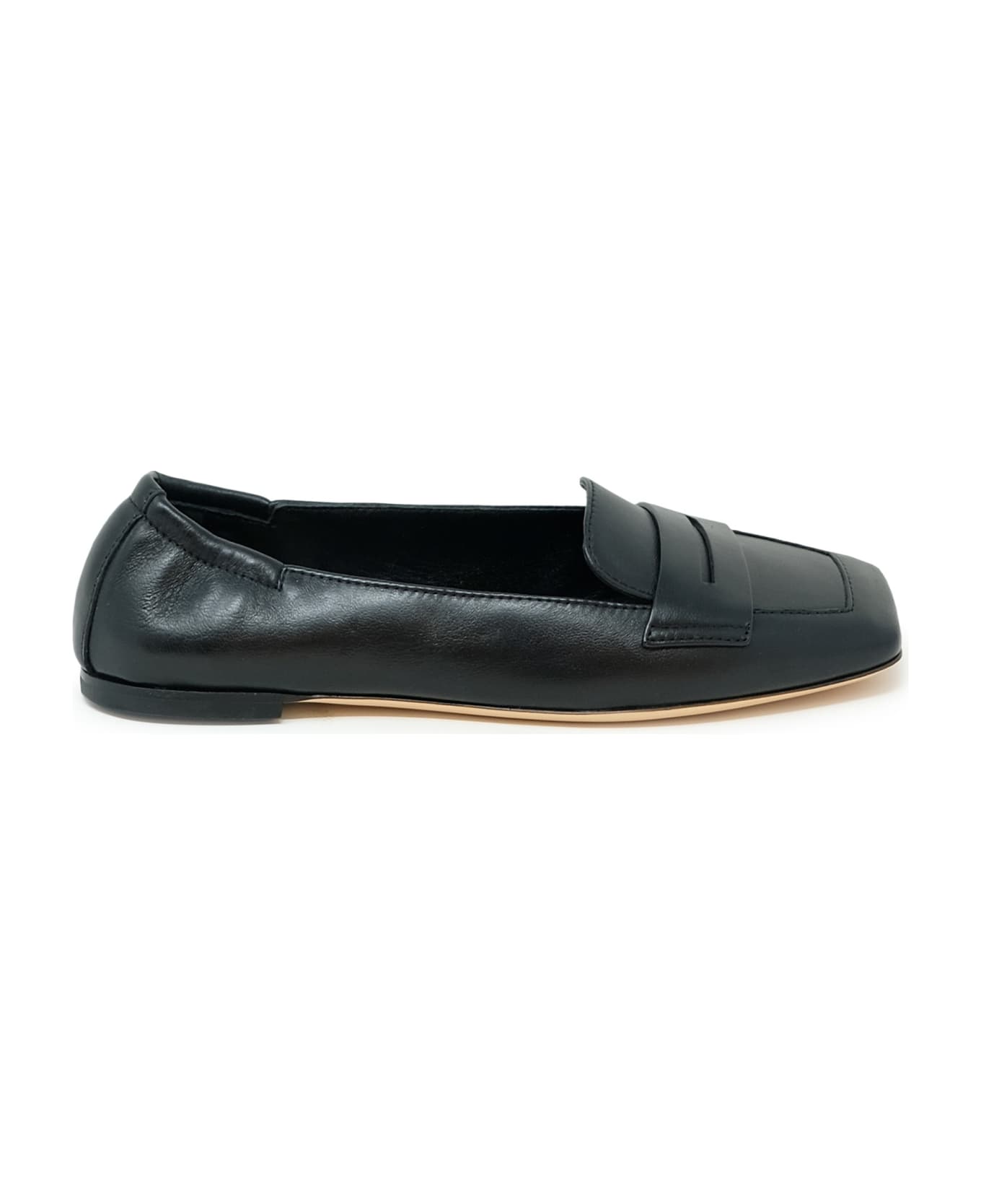 AGL Black Leather Loafer Softy - BLACK