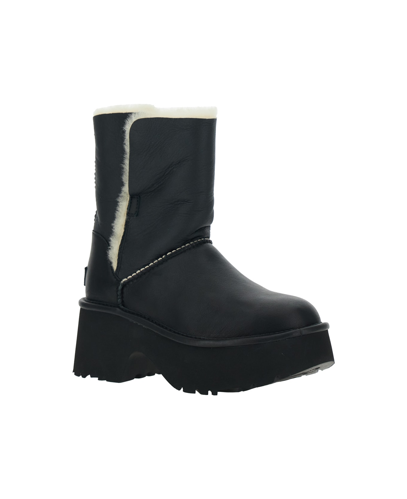 UGG 
esmee
 Black Ankle Boots With Fur Detailing And Platform In Leather Woman - Black
