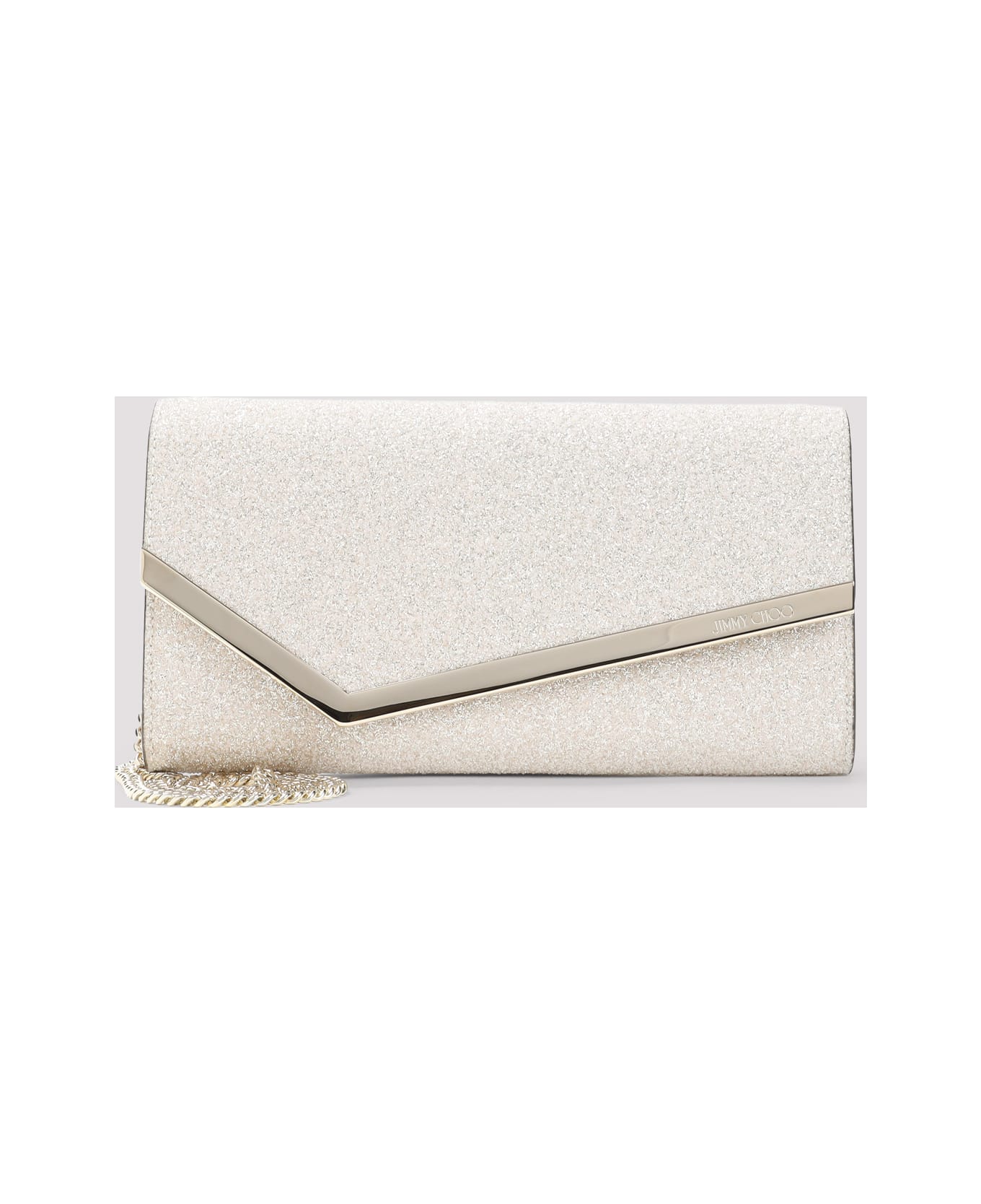 Jimmy Choo Emmie Glitter Clutch - Light Soft Gold