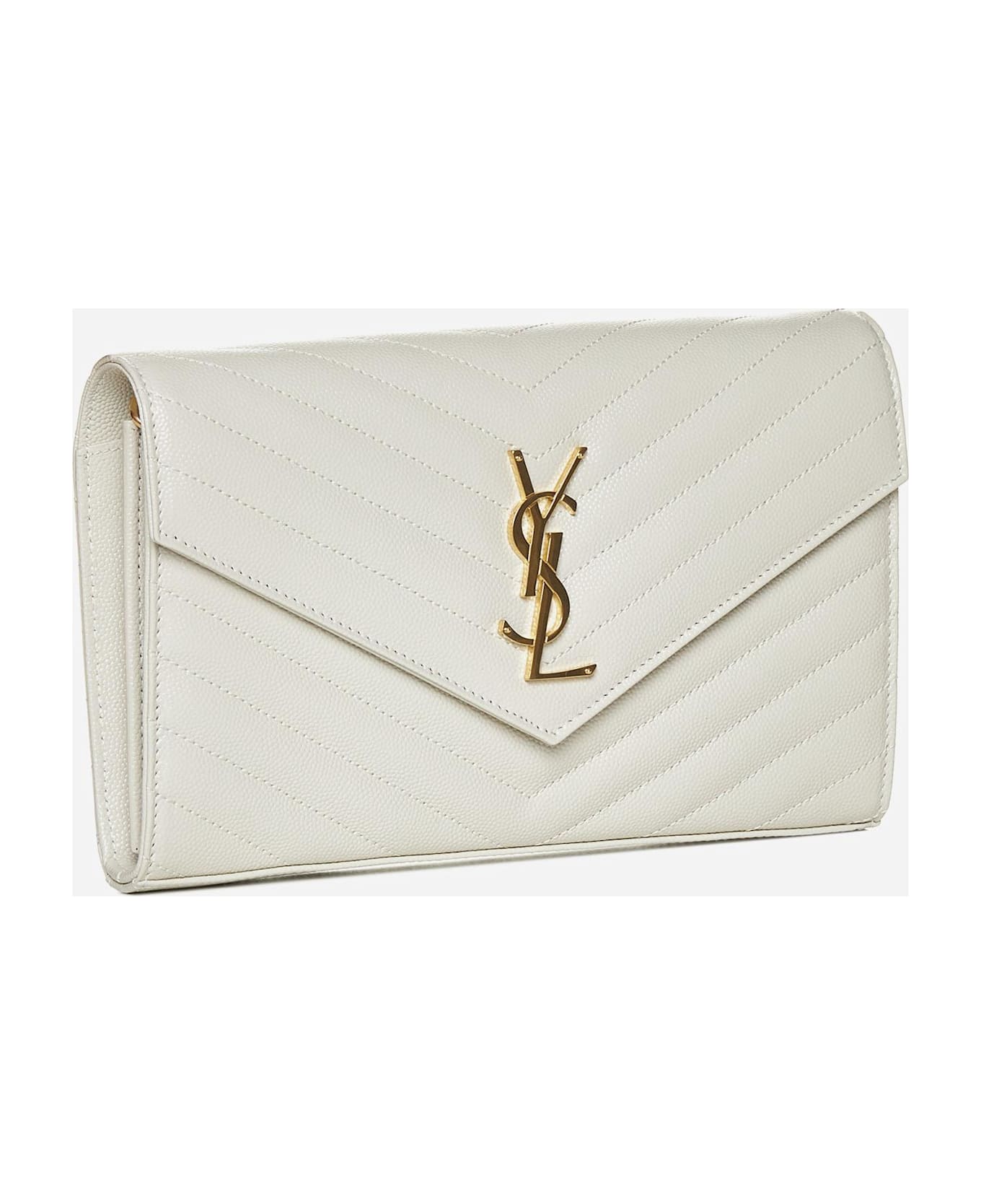 Saint Laurent Cassandre Wallet Chain - Bianco