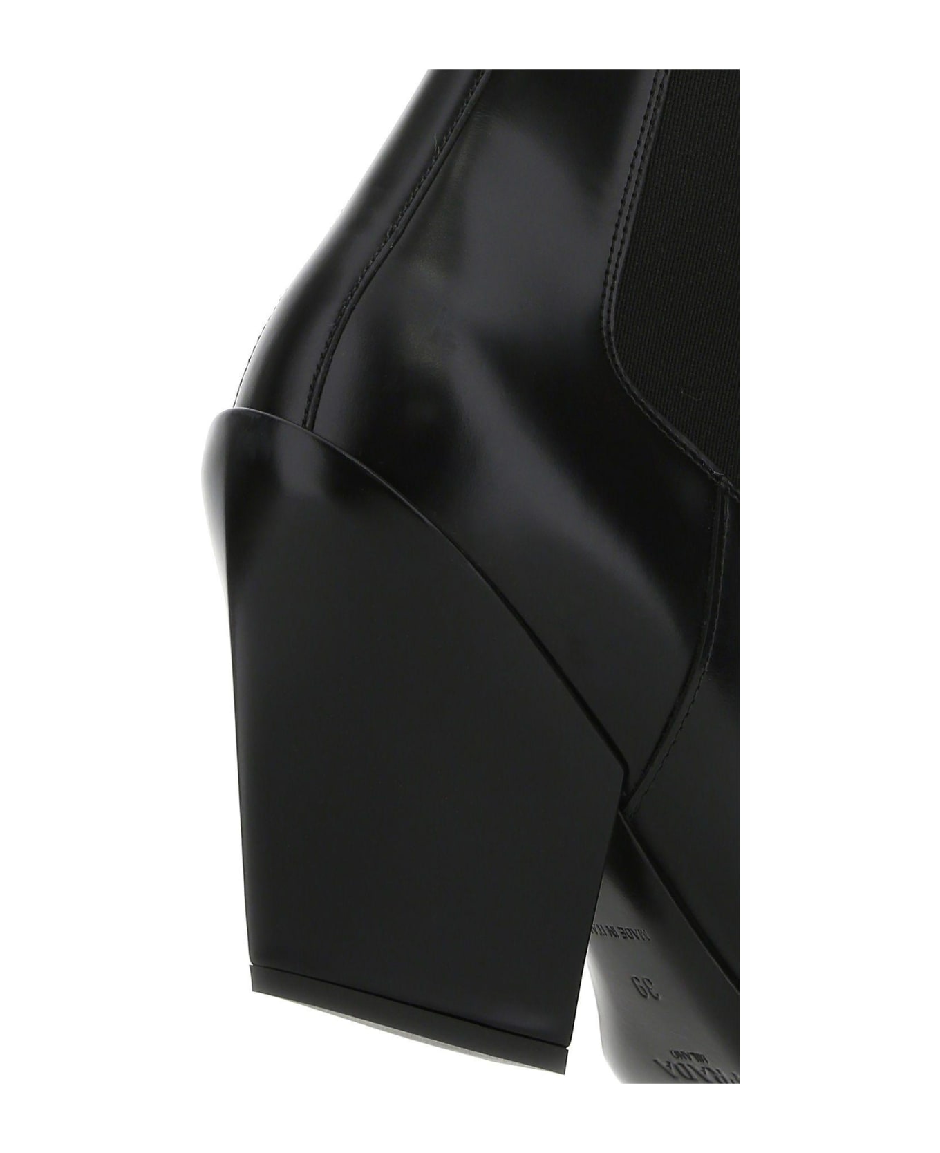Prada Black Leather Ankle Boots - Nero