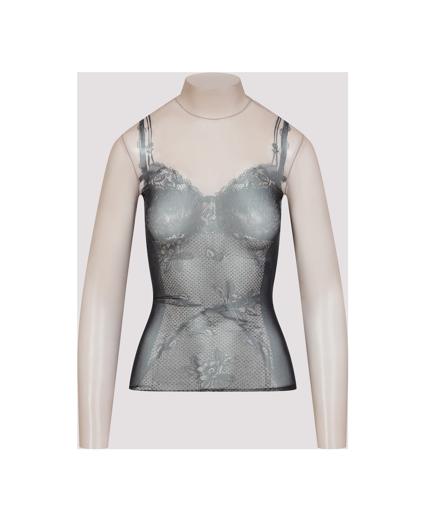 Balenciaga Trompe Oeil Lingerie Top - Black Light Beige