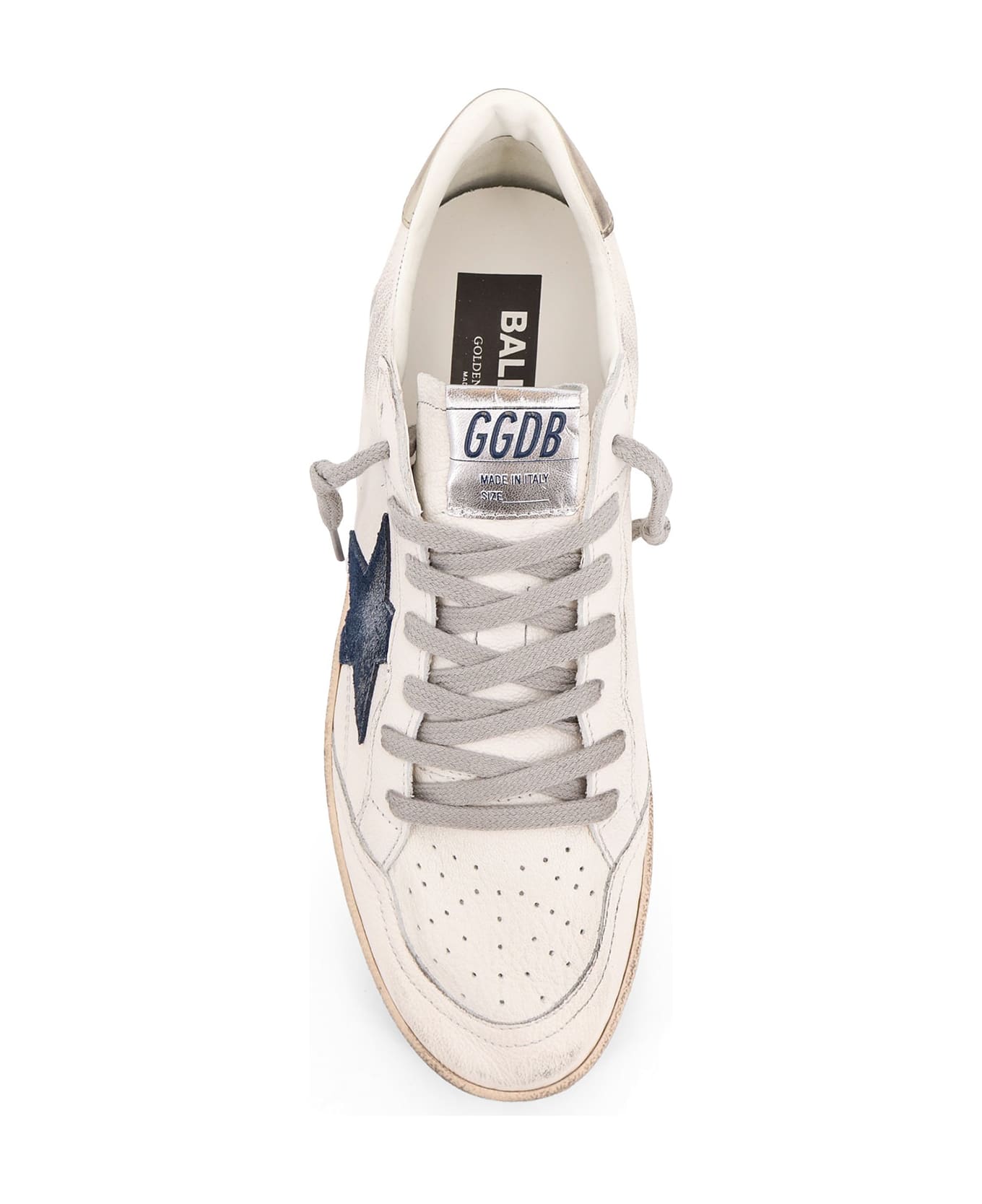 Golden Goose Ball-star Leather Sneakers With Embossed Iconic Detail - WHITE BLUE ICE