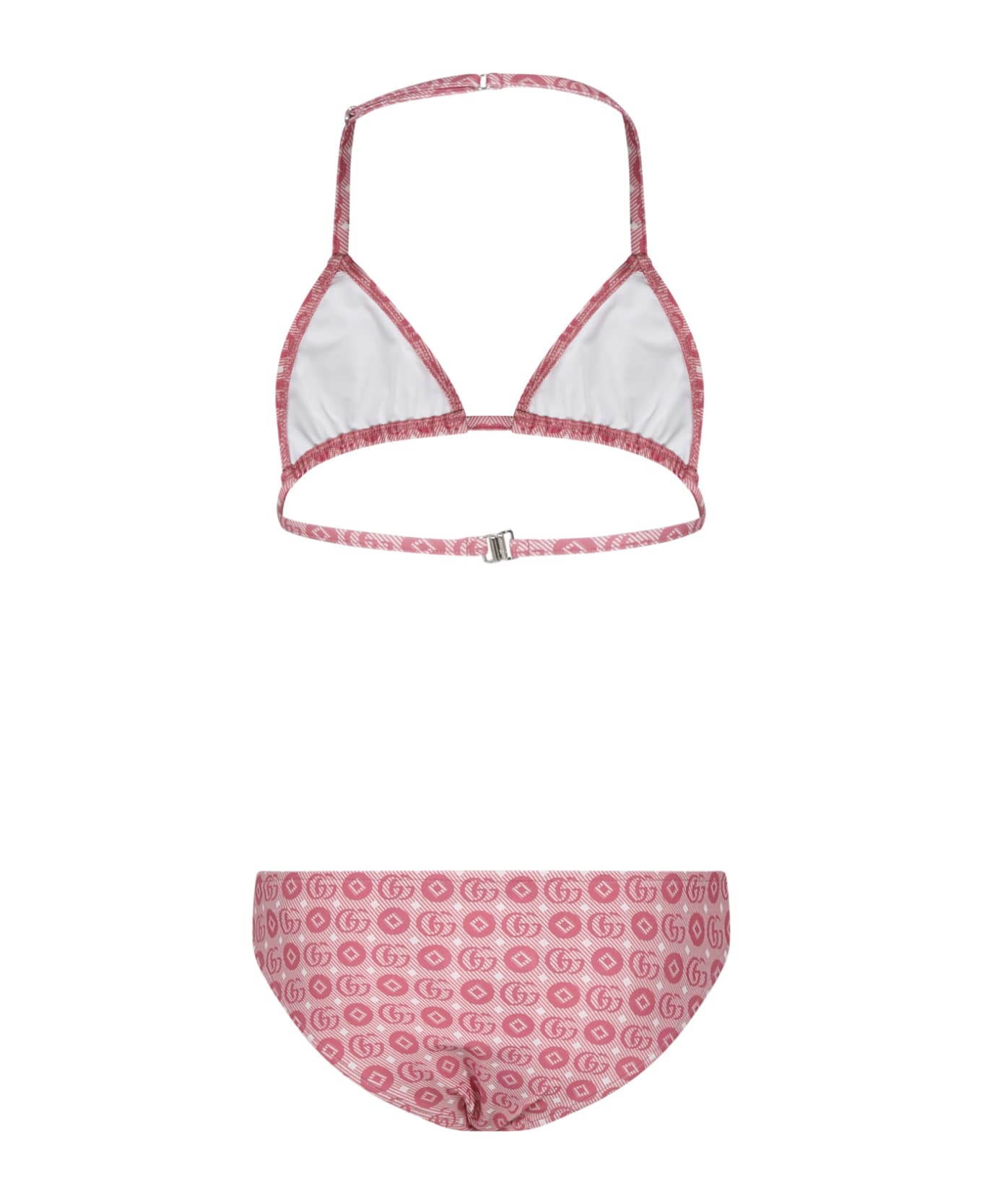Gucci Pink Bikini For Girl With A Double G Geometric Motif - Rosa
