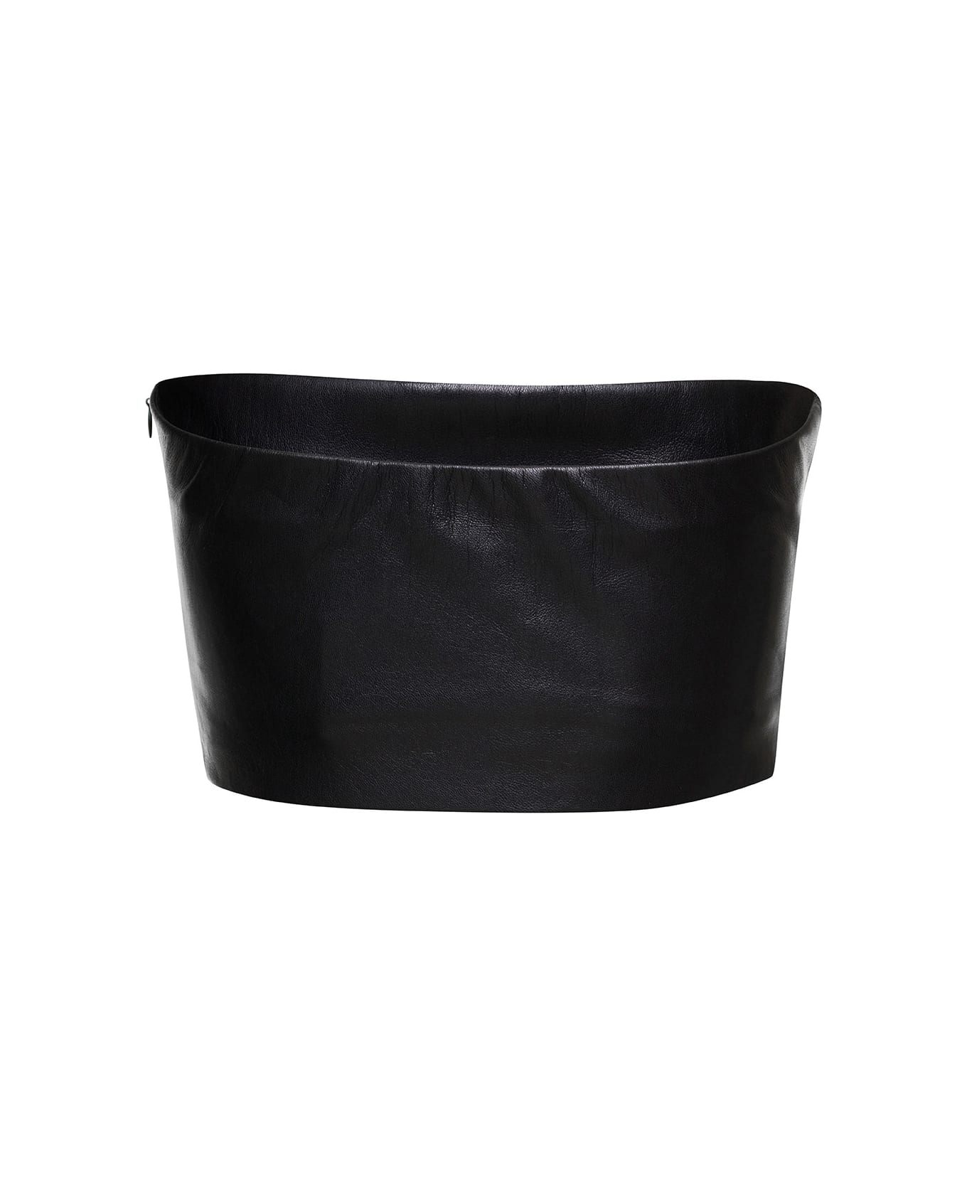 The Andamane Black Bandeau Tube Top Crop Faux Leather In Polyester Woman - Black