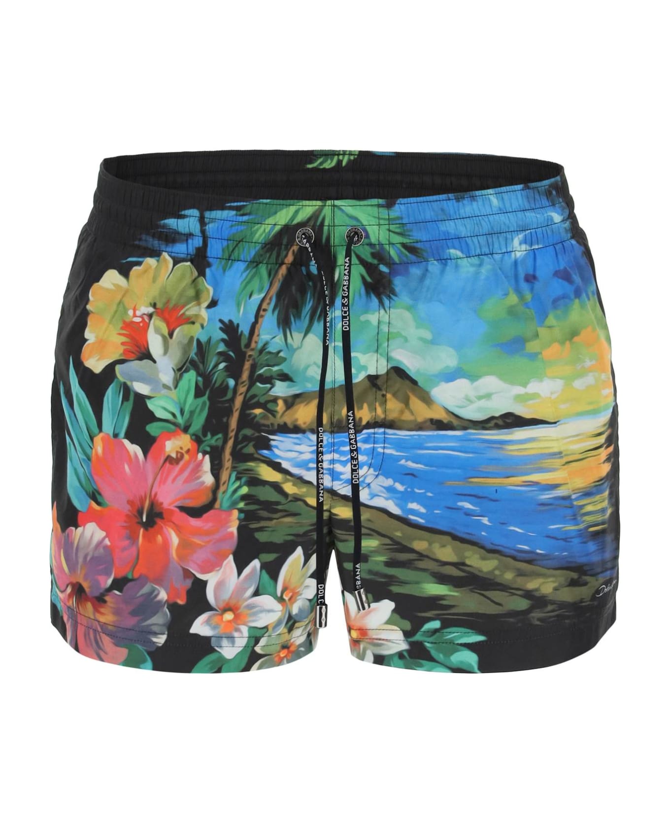 Dolce & Gabbana Hawaii Multicolor Nylon Swim Shorts - HAWAII