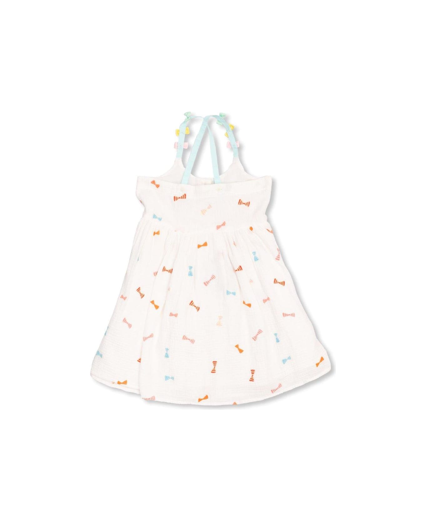 Stella McCartney Kids Bow-detailed Sleeveless Dress - Bianco