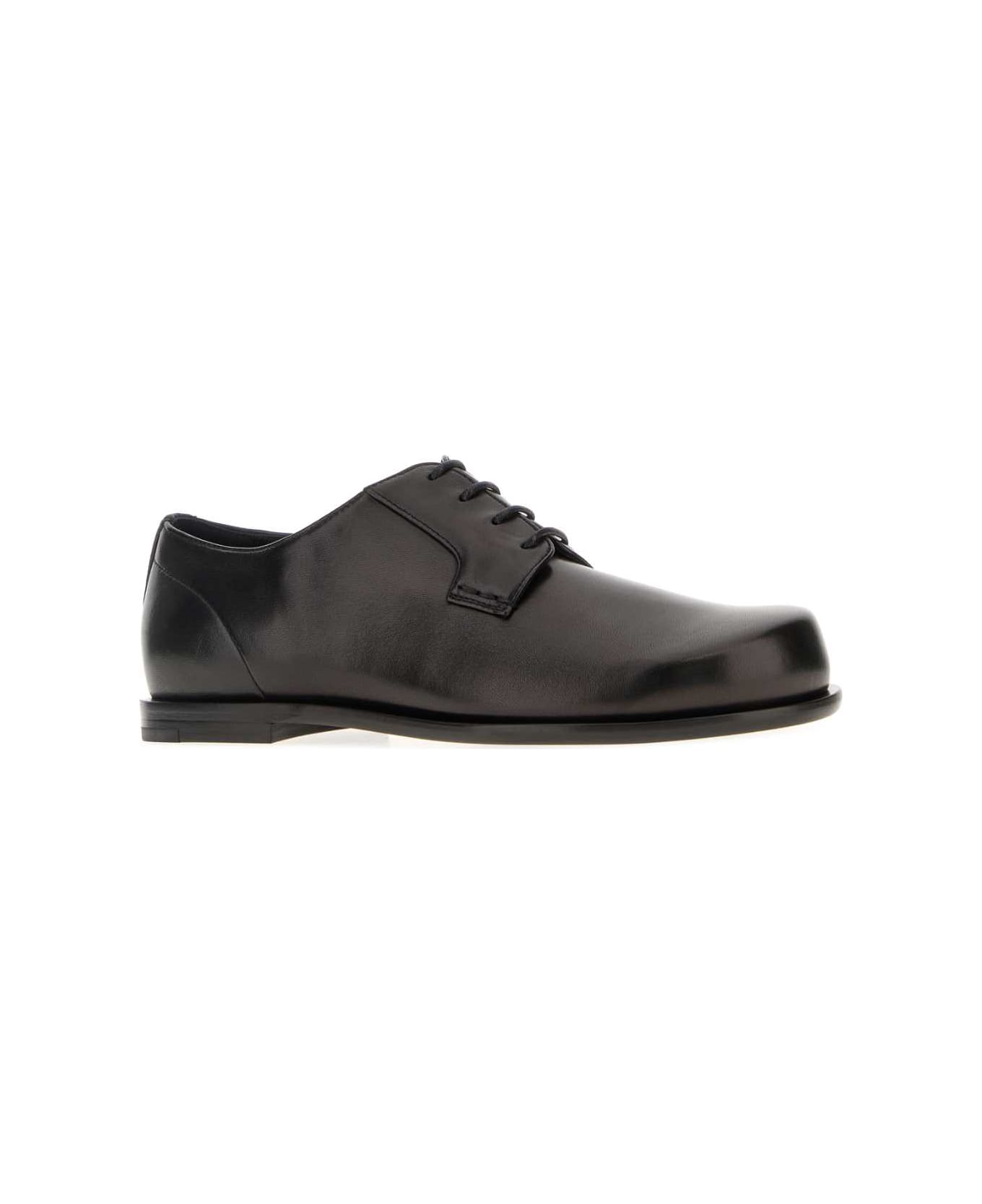 Fendi Black Leather Squared Ff Lace-up Shoes - NERO