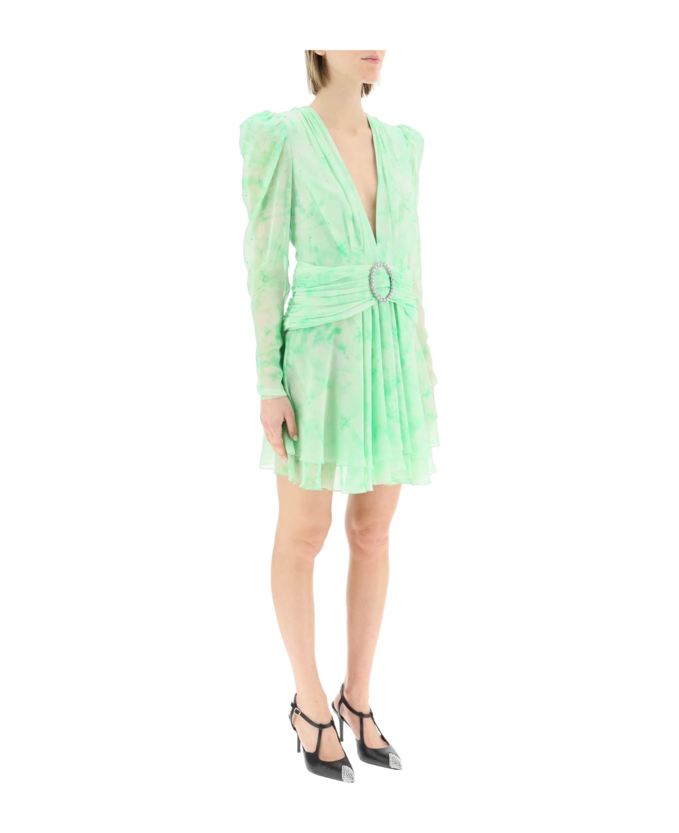 Alessandra Rich Silk Mini Dress - NEON GREEN (Green)