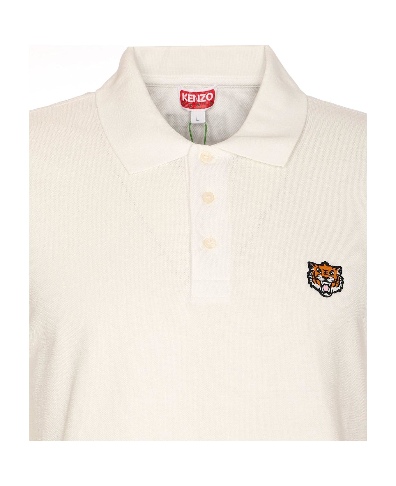 Kenzo Happy Tiger Embroidered Polo - WHITE
