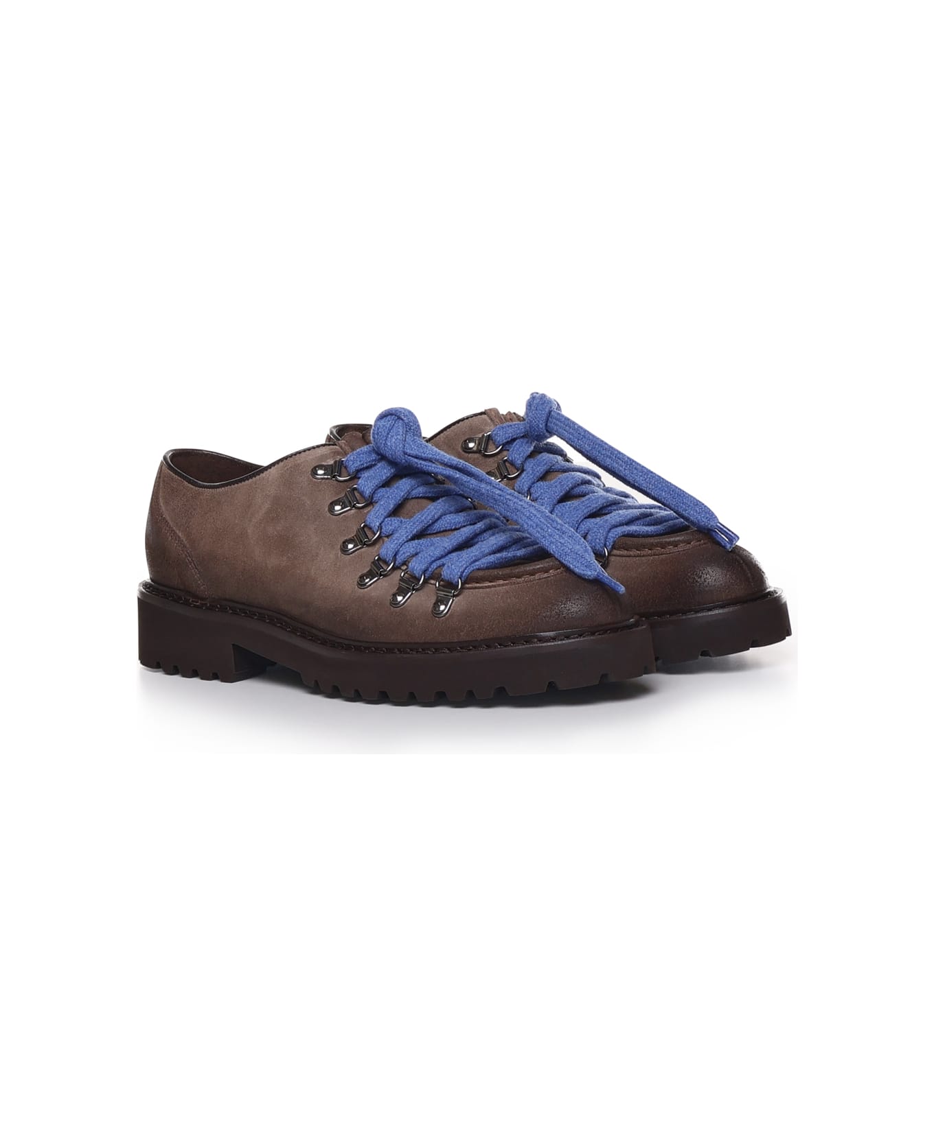 Doucal's Lace-up Shoes In Smooth Calfskin - Brown, blue