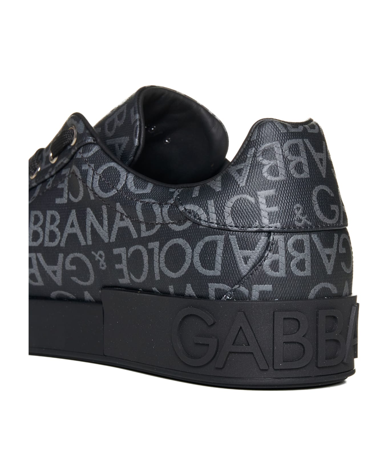 Dolce & Gabbana Portofino Jacquard Sneakers - Black / Grey