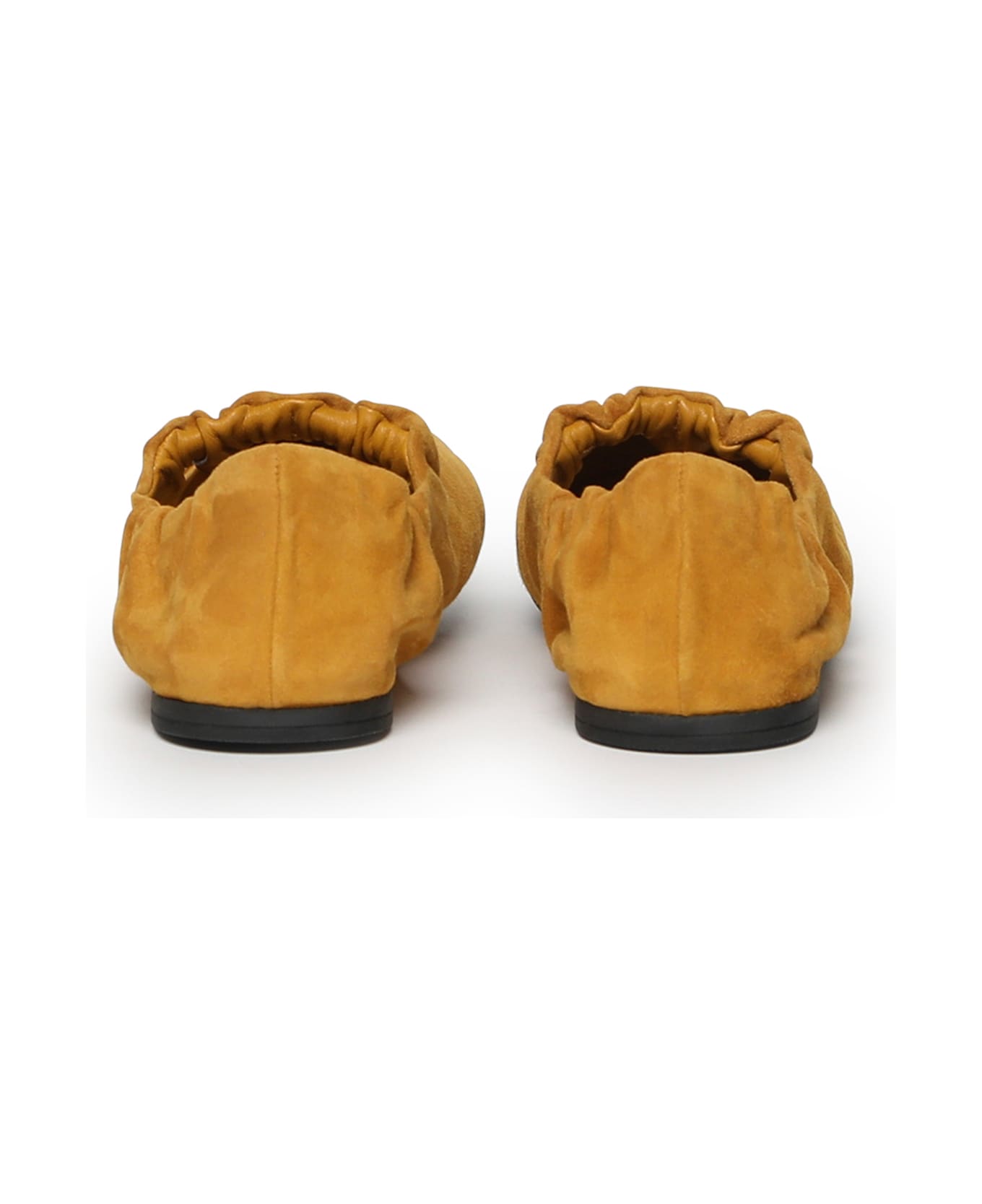 Miu Miu Suede Ruffle Ballerinas - Whiskey