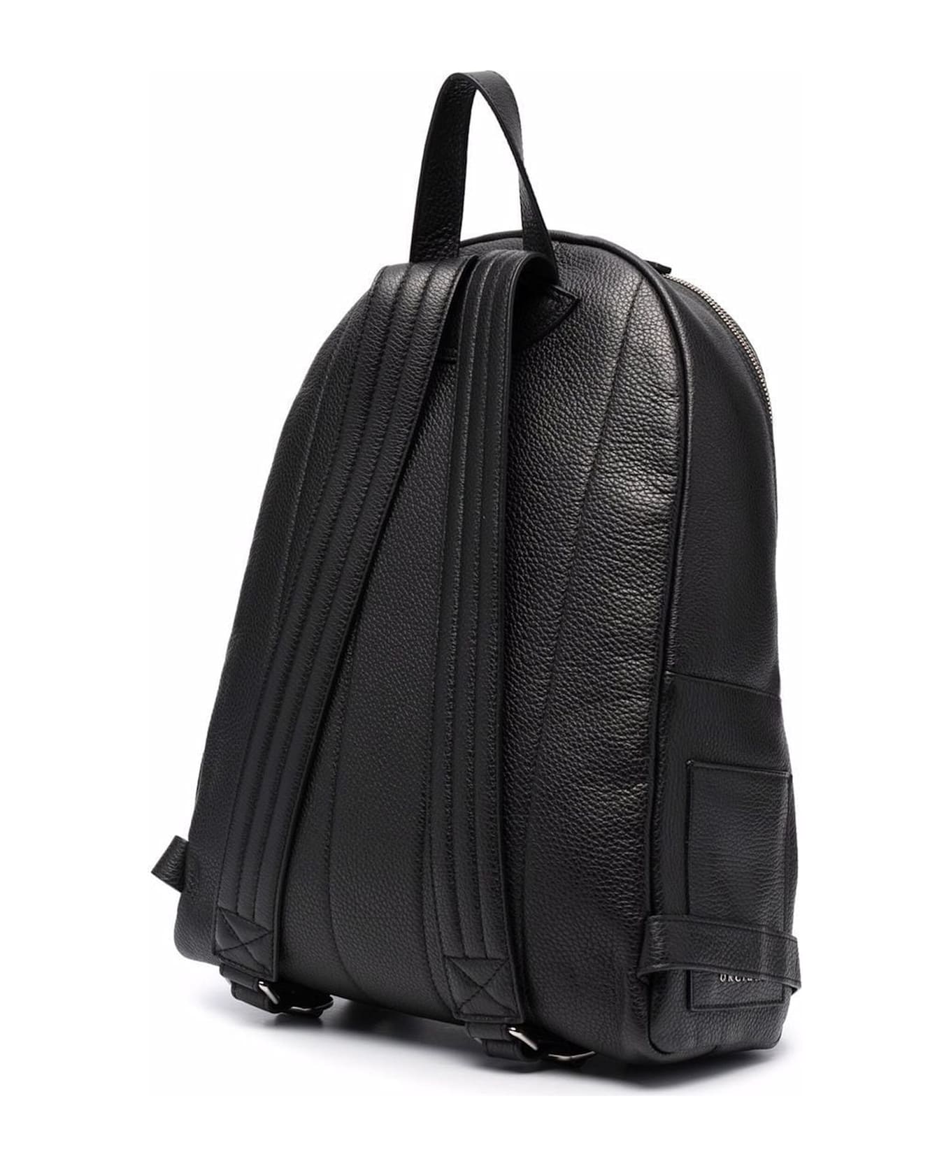 Orciani Black Calf Leather Micron Backpack - Black