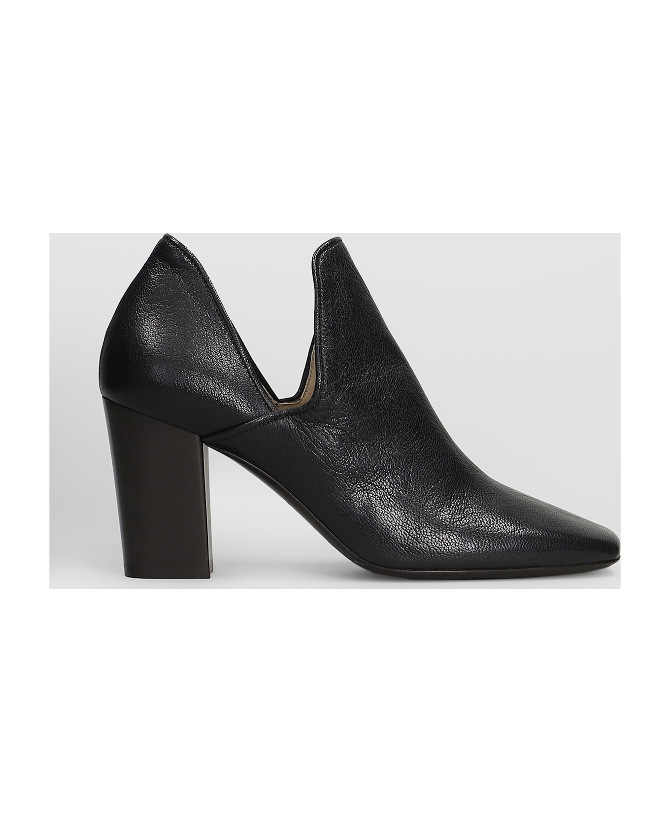 Lemaire High Heels Ankle Boots In Black Leather - black