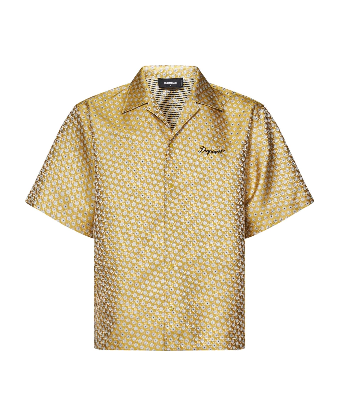 Dsquared2 Micro Flowers Hawaii Shirt - Yellow シャツ
