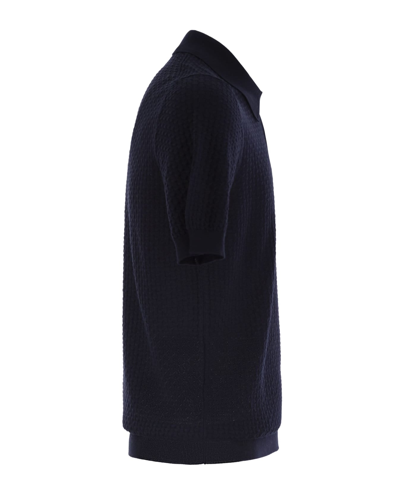 Tagliatore Knitted Cotton Polo Shirt - Blue