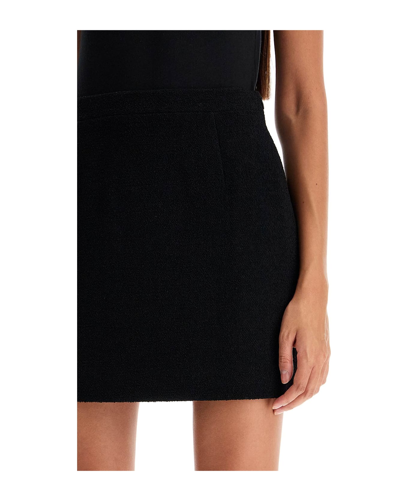 Alessandra Rich Tweed Bouclè Midi Skirt - BLACK (Black)