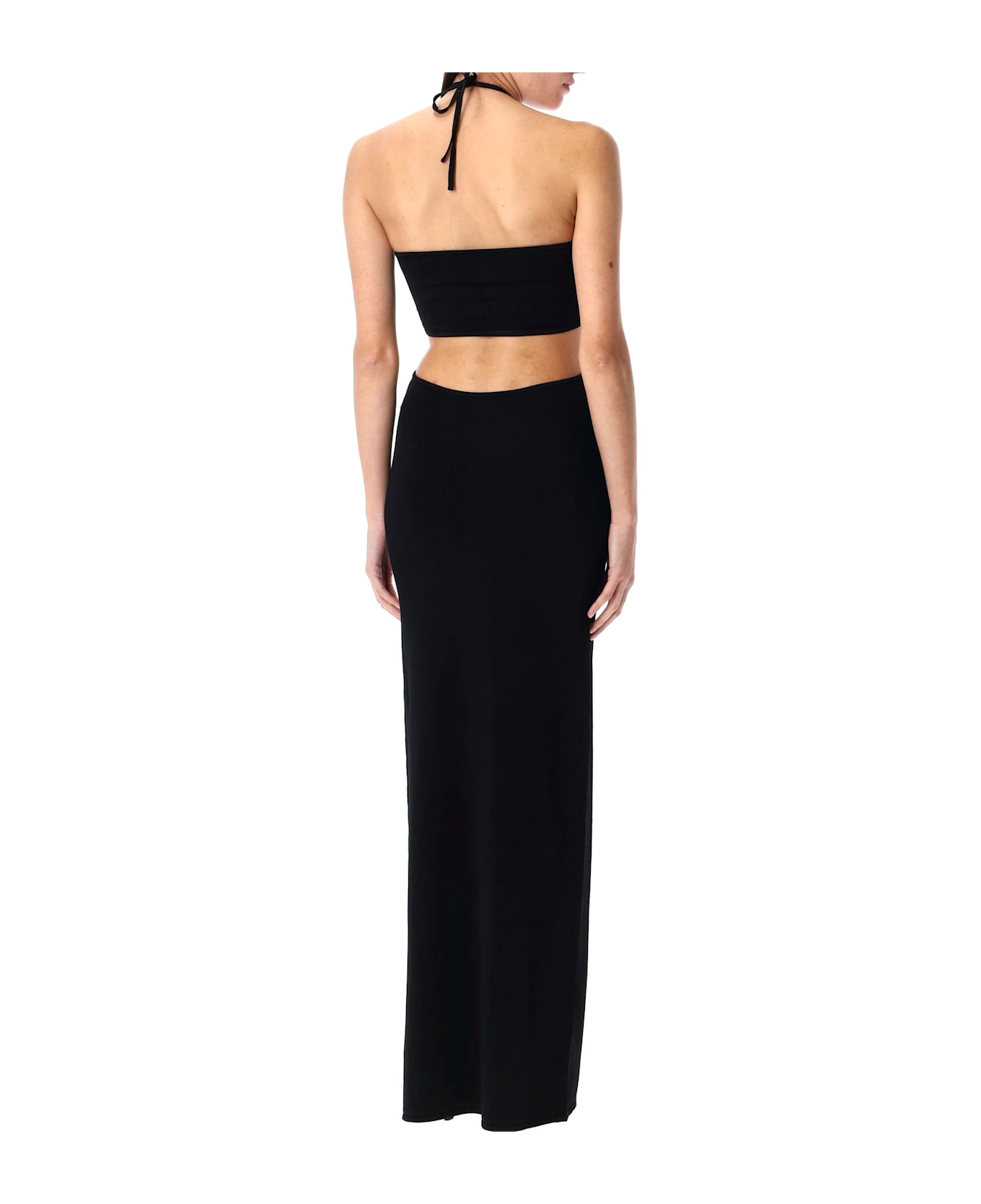 Coperni Knitted Halter Long Dress - BLACK