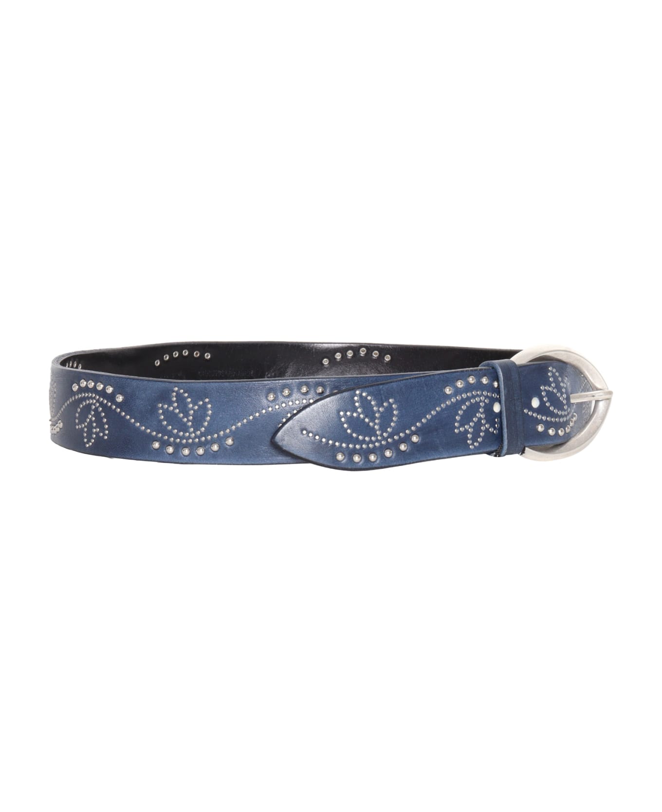 Orciani Leather Belt With Studs - BLUE
