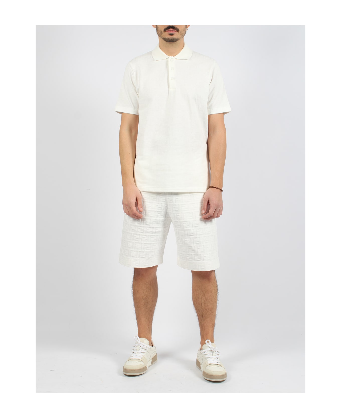 Fendi Ff Pique` Polo Shirt - White ポロシャツ
