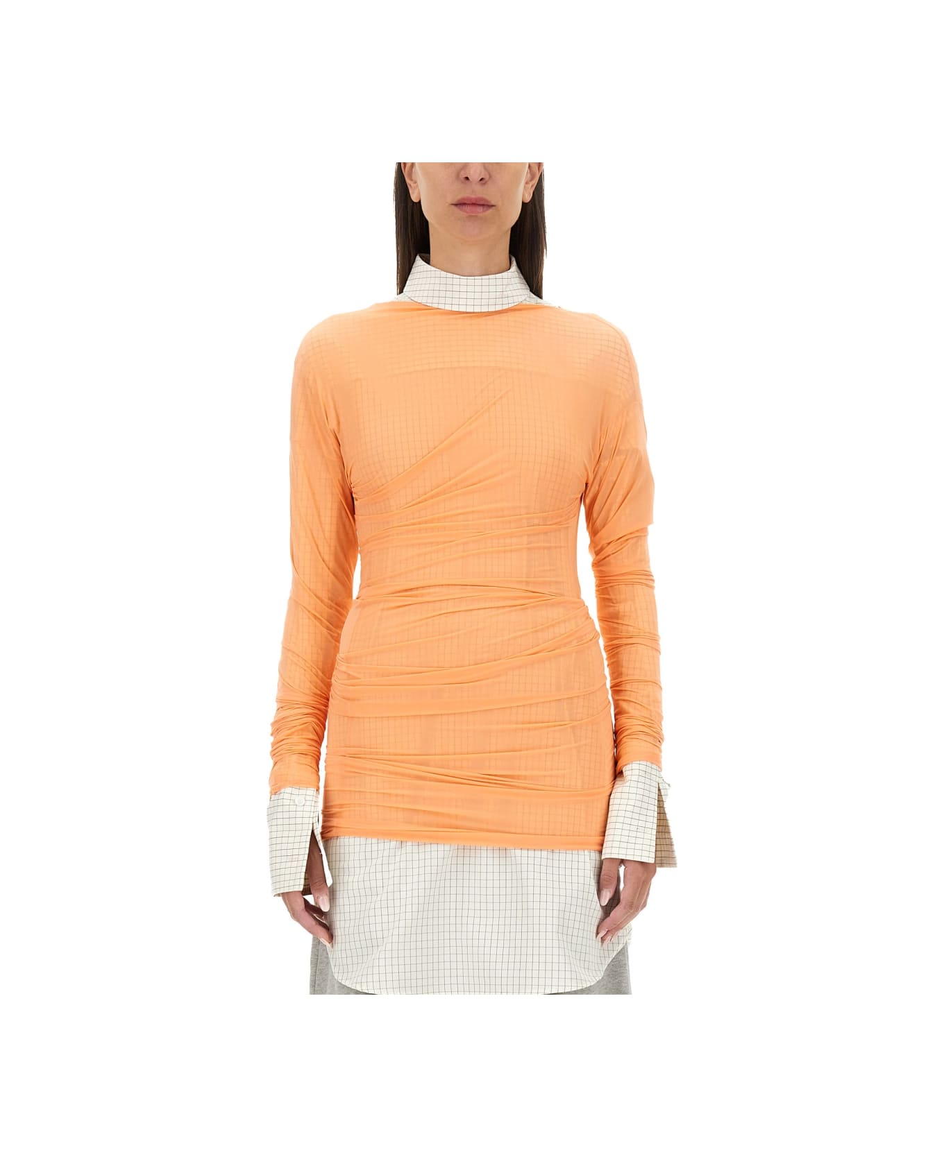 Dries Van Noten Tulle Tops. - ORANGE
