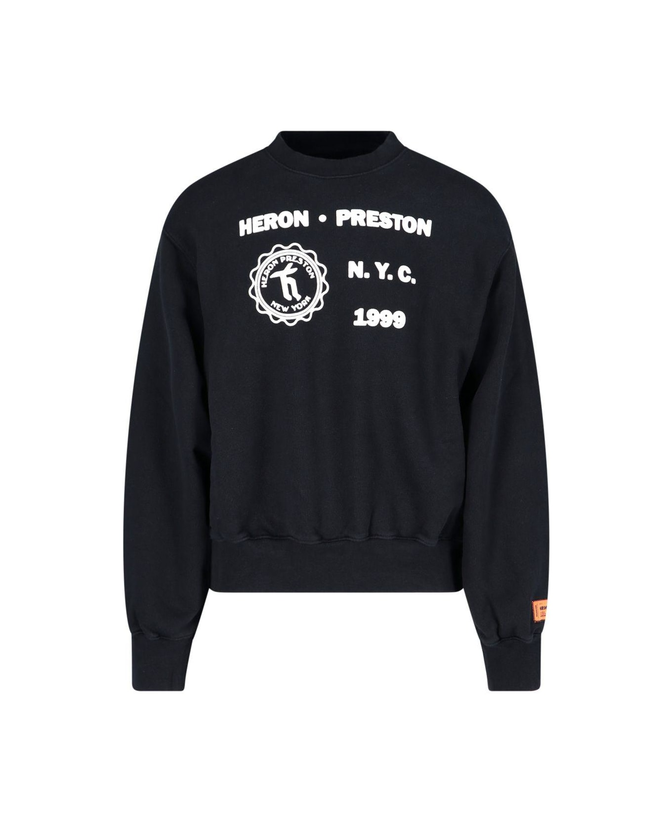 HERON PRESTON 'medieval' Crew Neck Sweatshirt - Black フリース