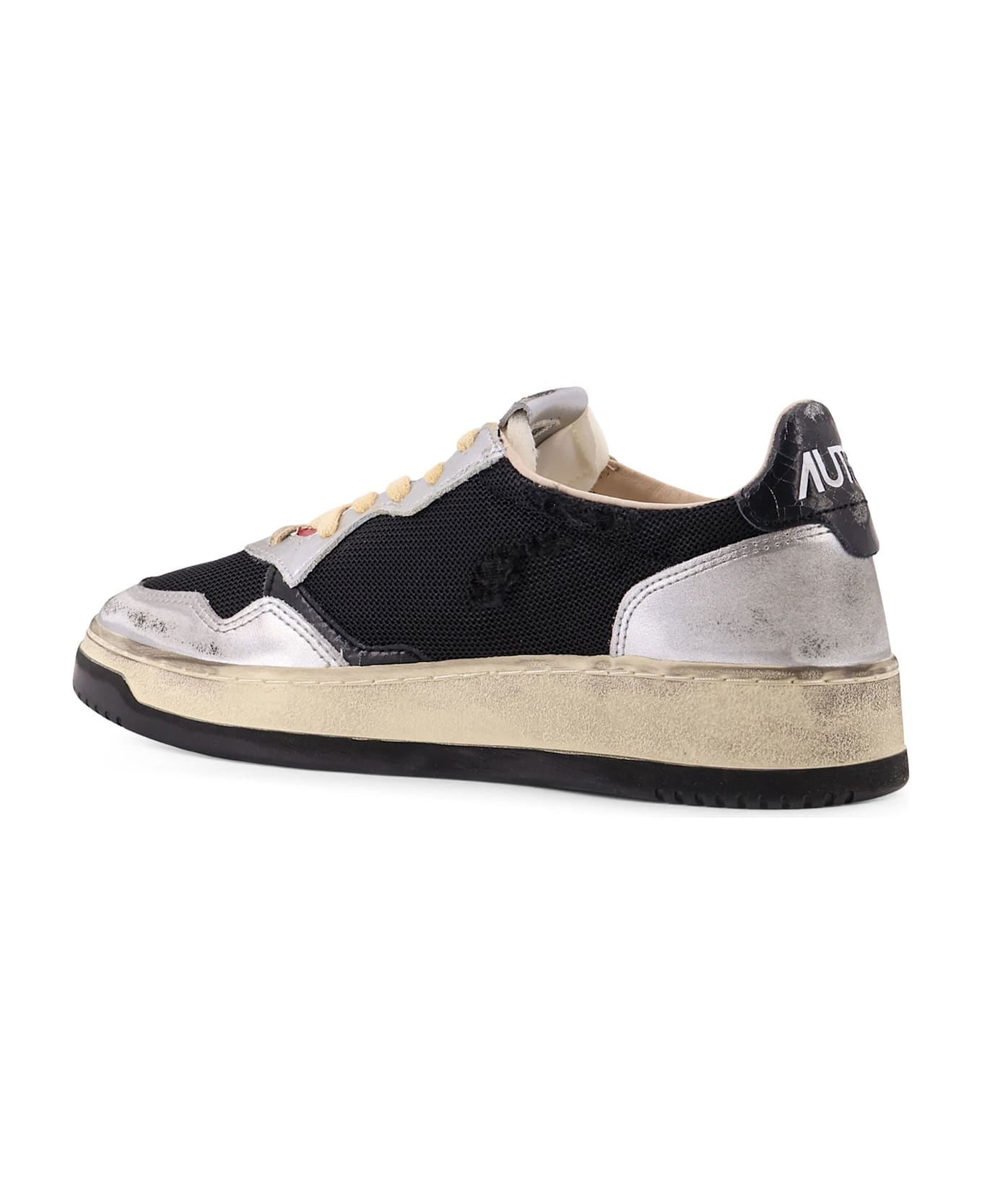 Autry Super Vintage Leather And Mesh Low-top Sneakers - NERO GRIGIO