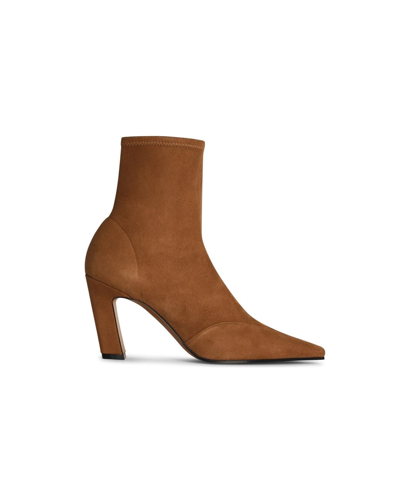 Khaite 'nevada 85' Beige Leather Ankle Boots - Beige