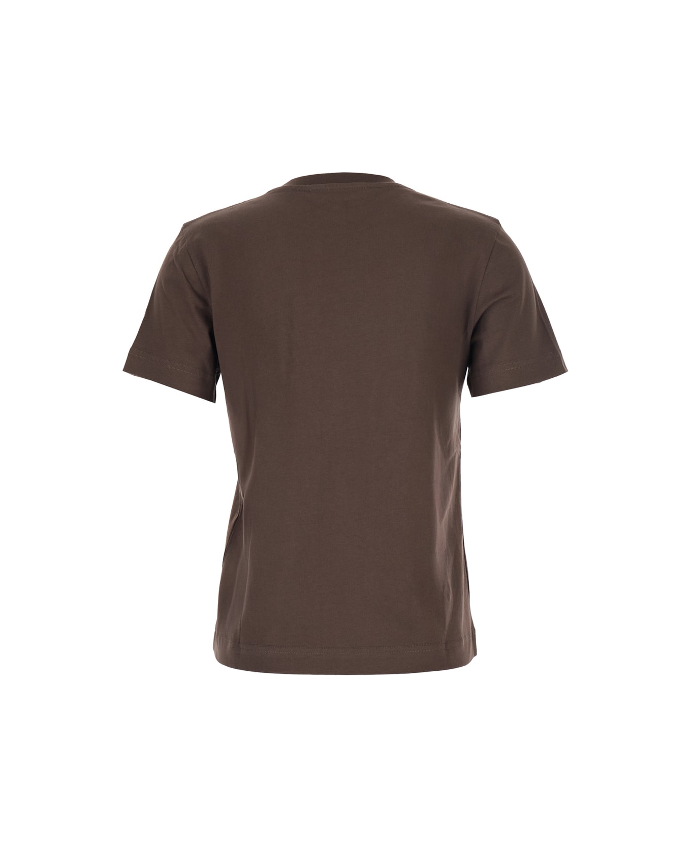 Jacquemus 
le T-shirt Gros Grain
 Brown T-shirt With Logo Patch On The Front In Cotton Woman - Brown