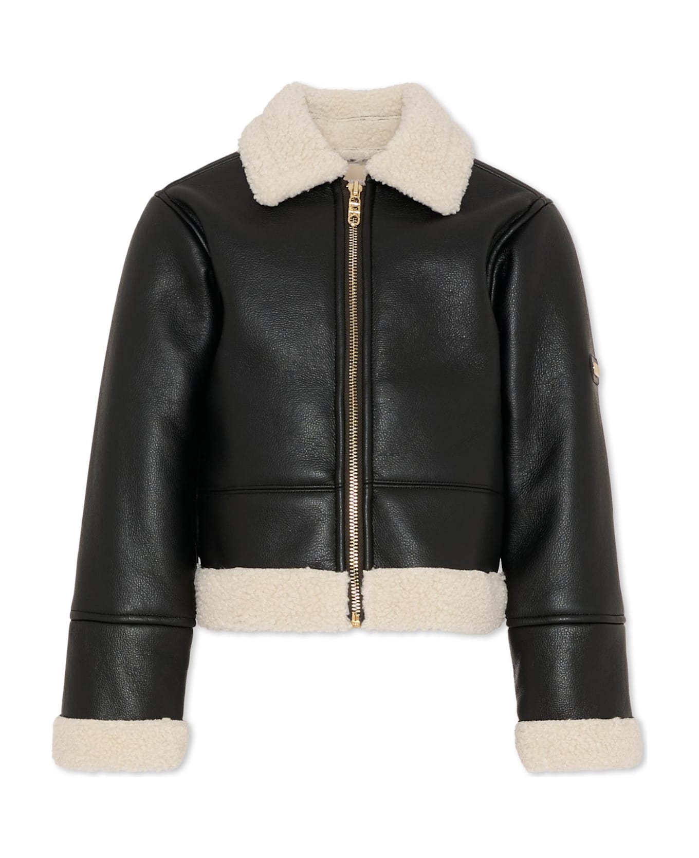 Michael Kors Brown Faux Fur Coat For Girl With Logo - Brown