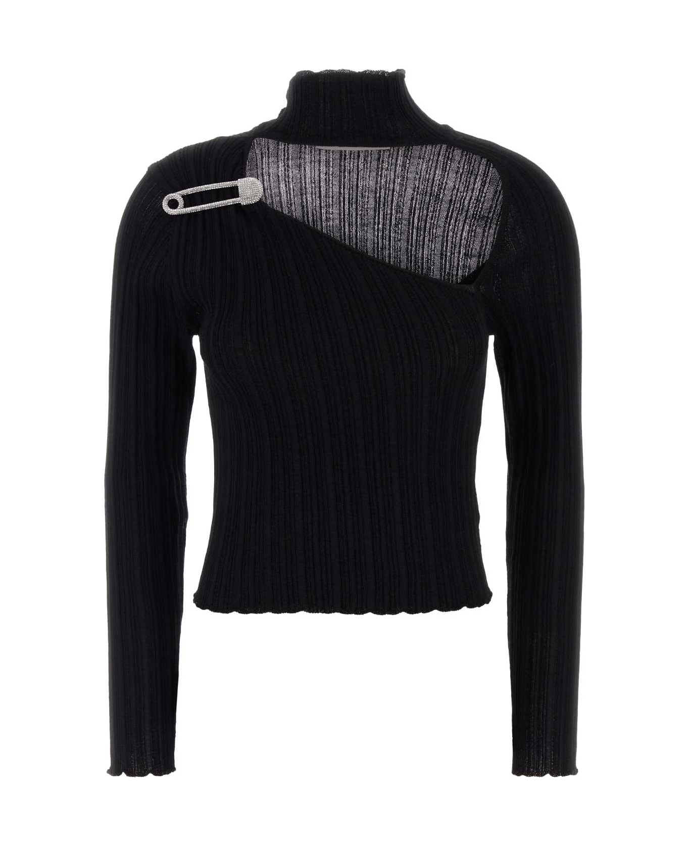 Giuseppe di Morabito Black Wool Blend Top - BLACK