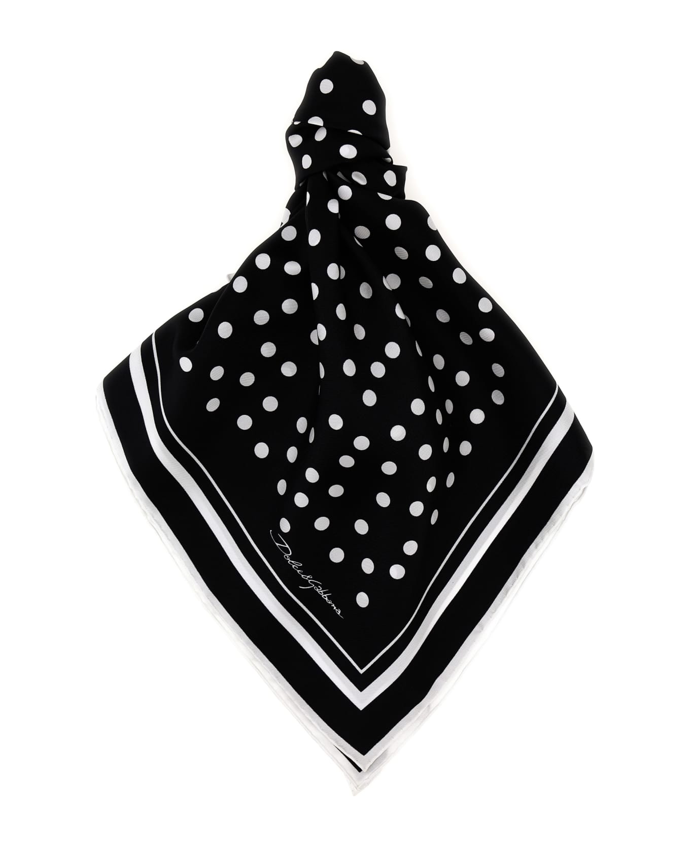 Dolce & Gabbana Polka Dot Scarf - White/Black スカーフ＆ストール