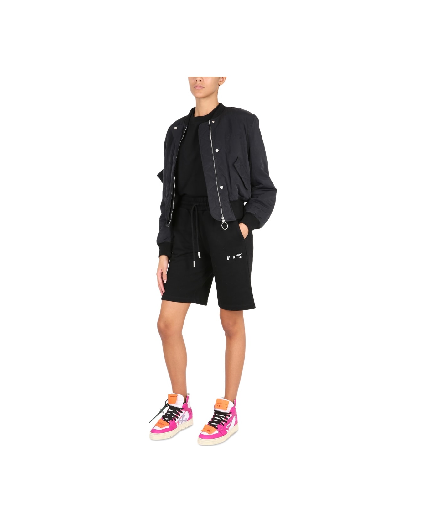 Off-White Bomber Con Stampa Logo - BLACK
