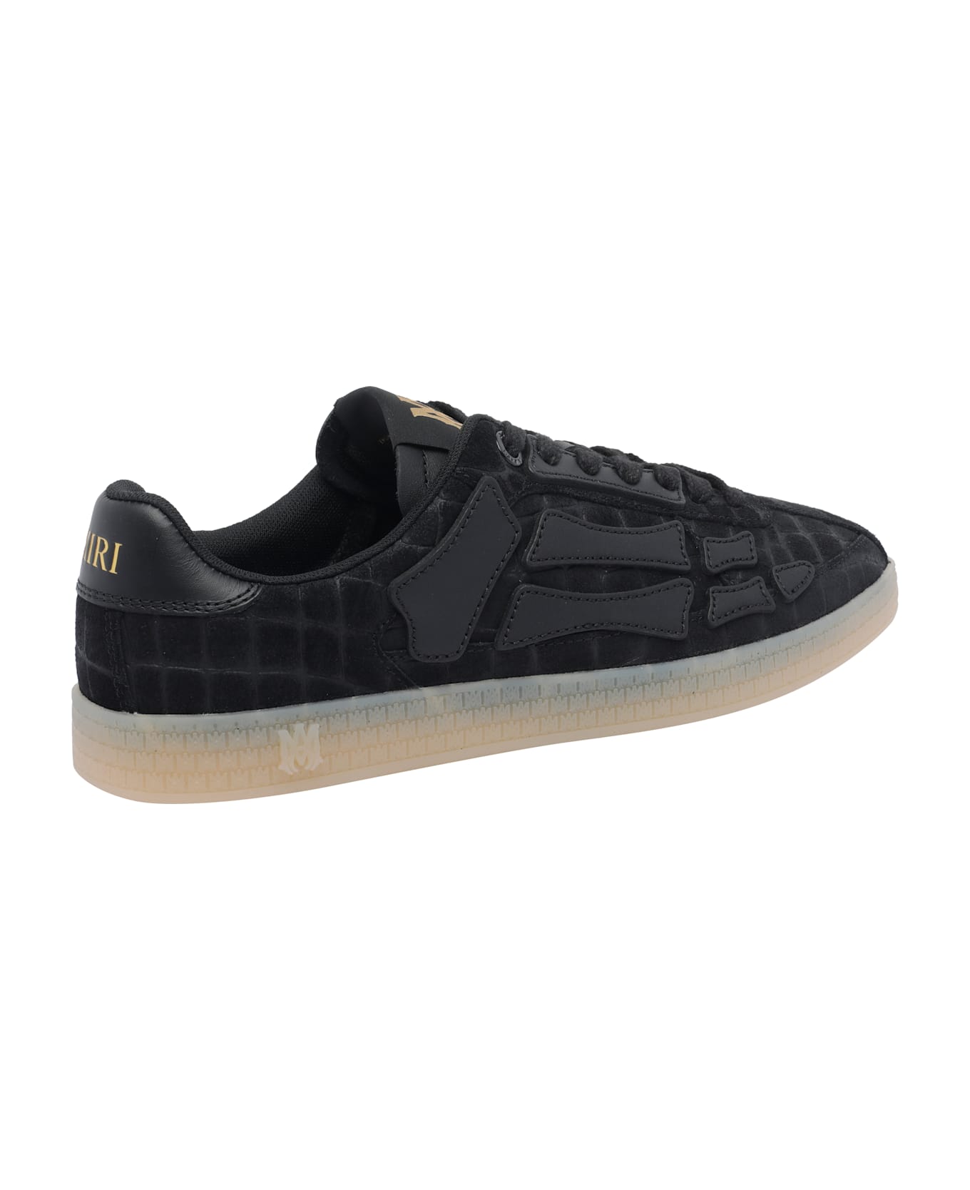 AMIRI Croc Debossed Pacific Bones Sneakers - Black
