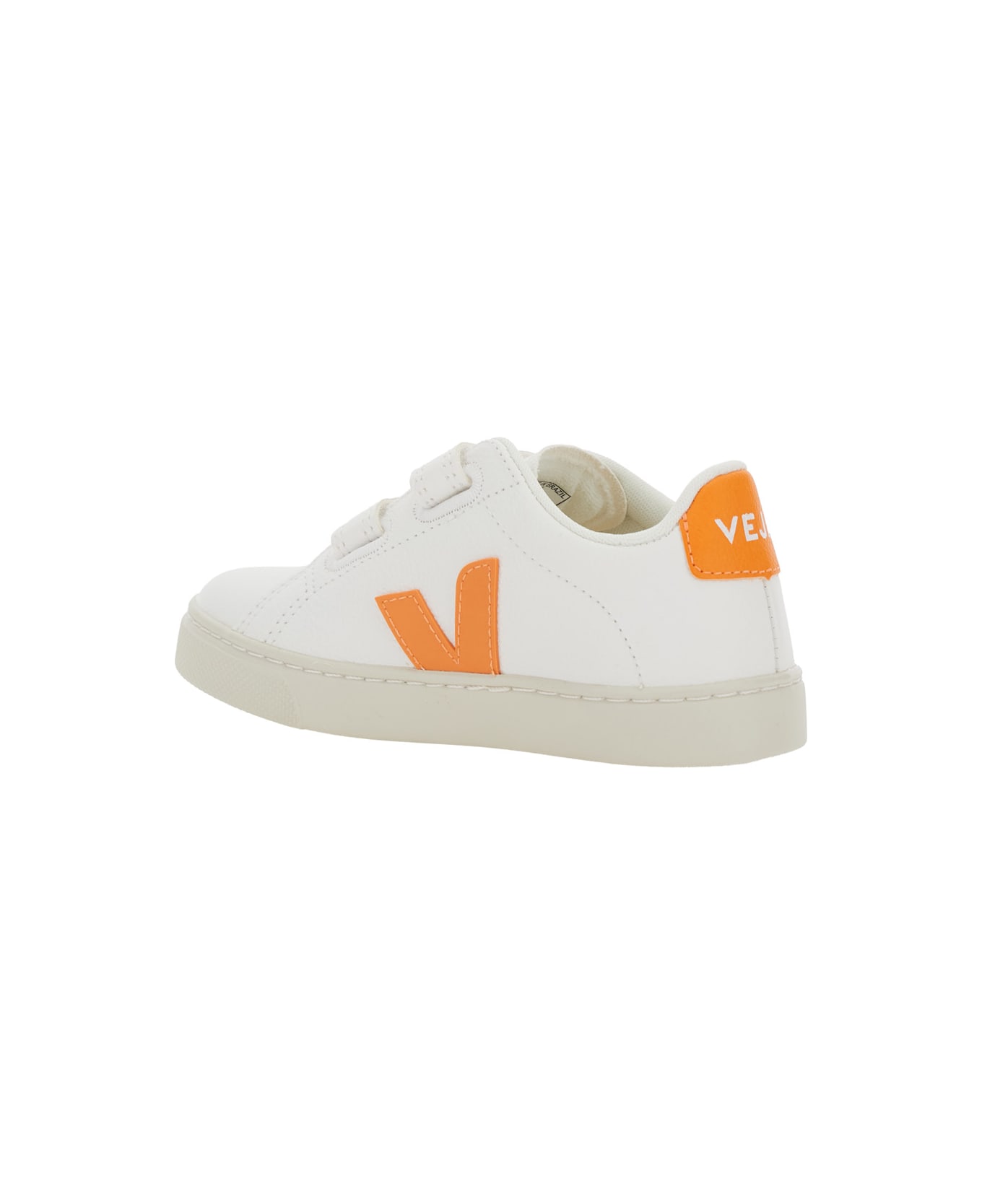 Veja 'epslar' White Sneaker With Hook-and-loop Closure And Logo On The Side In Leather Boy - White