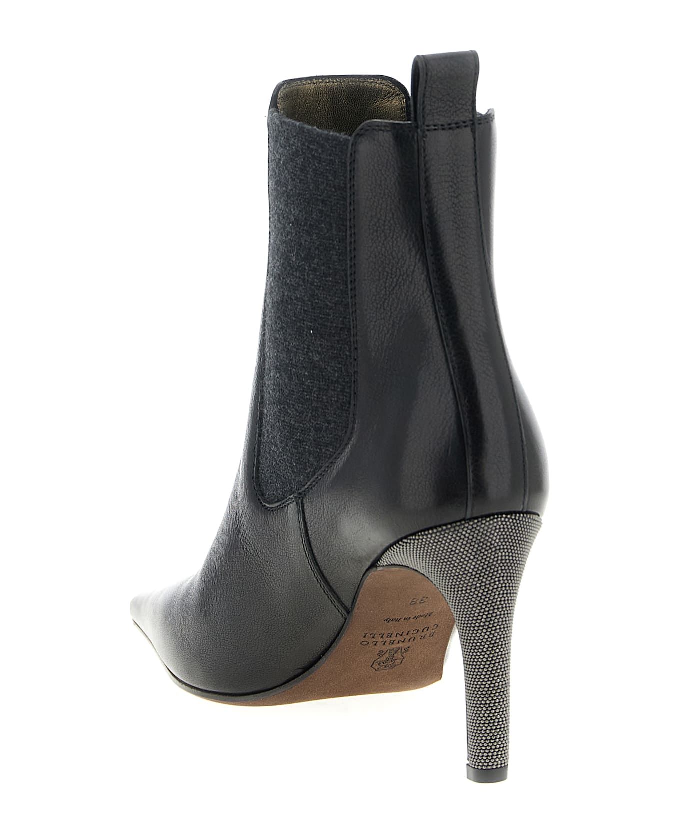 Brunello Cucinelli 
precious Block Heels
 Ankle Boots - Black  