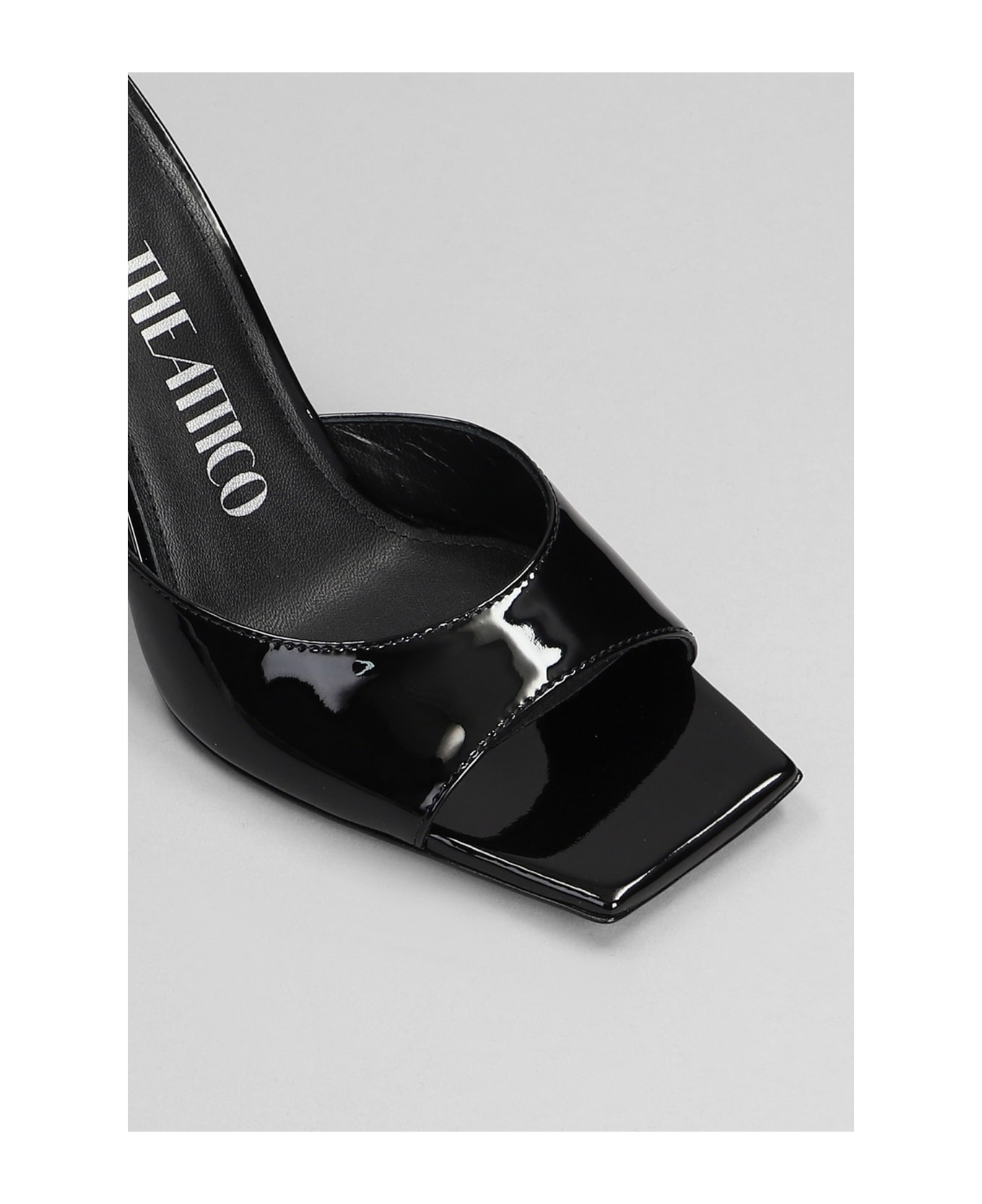 The Attico Mini Devon Slipper-mule In Black Patent Leather - black