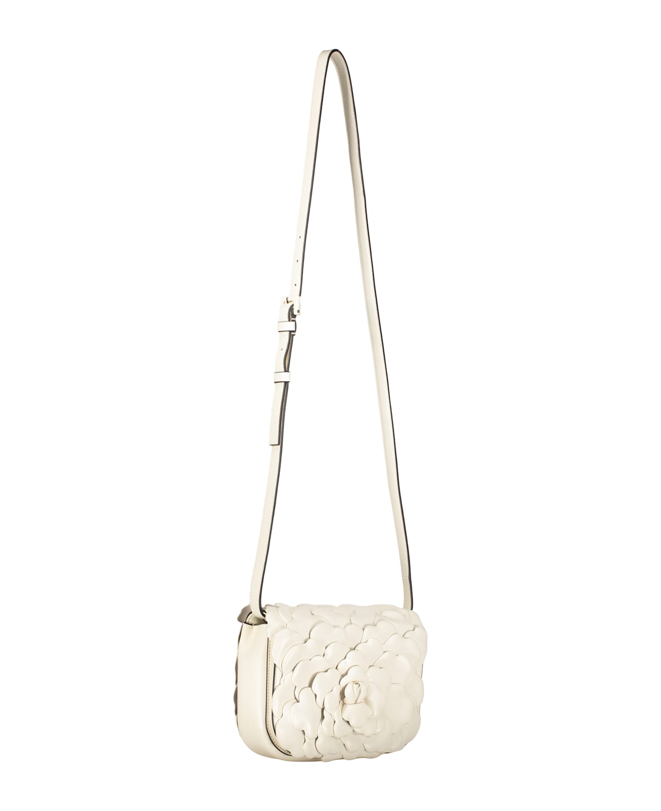 Valentino Garavani Elegant Shoulder Bag In Leather - Ivory