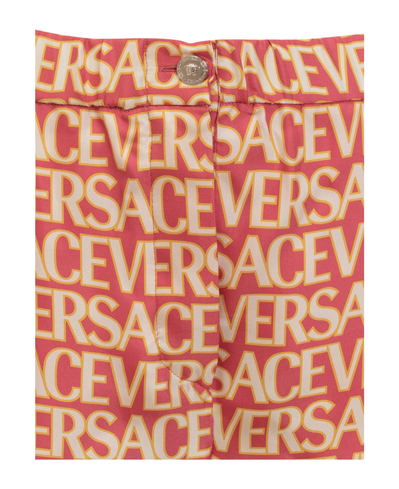 Versace Allover Silk Trousers - FUXIA-AVORIO スカート
