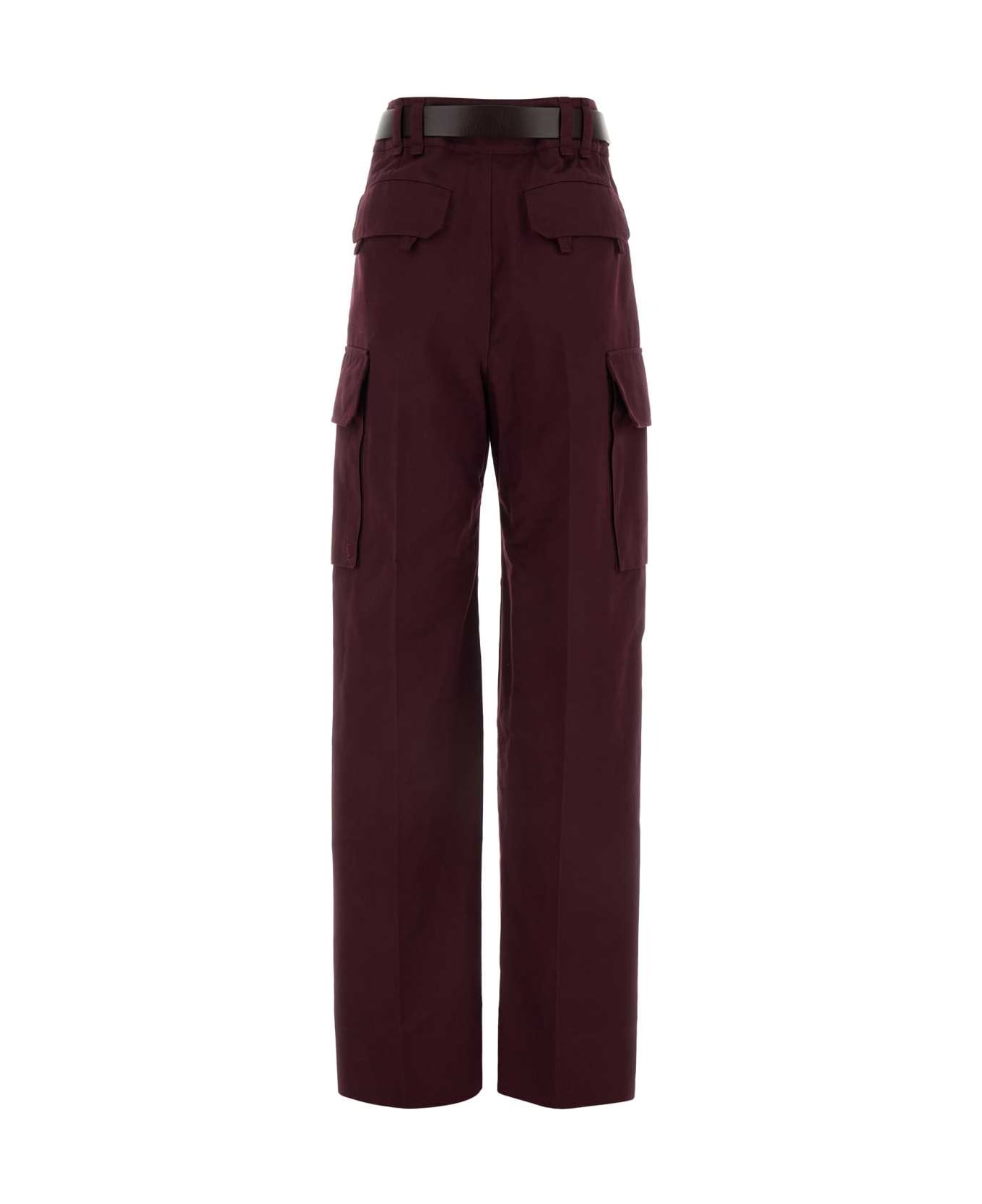 Saint Laurent Burgundy Cotton Pant - AUBERGINE