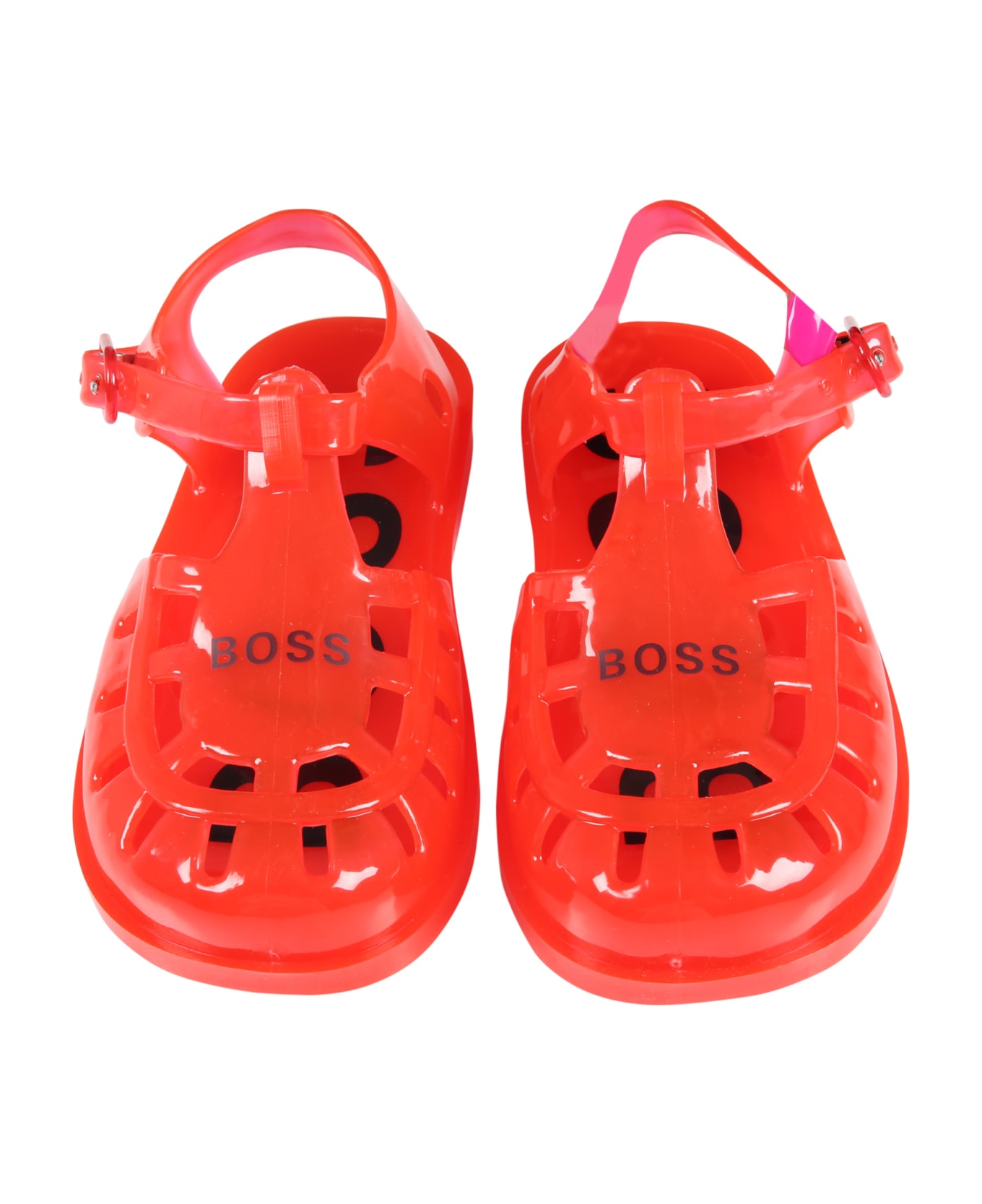 Hugo Boss Red Sandals For Boy - Red