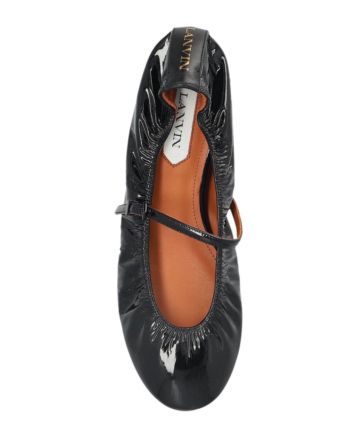 Lanvin Mary Jane Glossy Buckle-strap Ballet Flats - BLACK