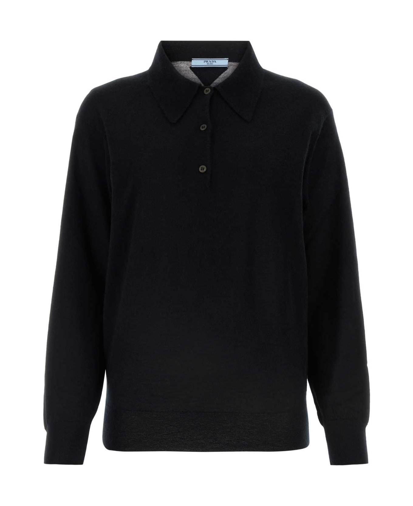 Prada Black Cashmere Polo Shirt - NERO