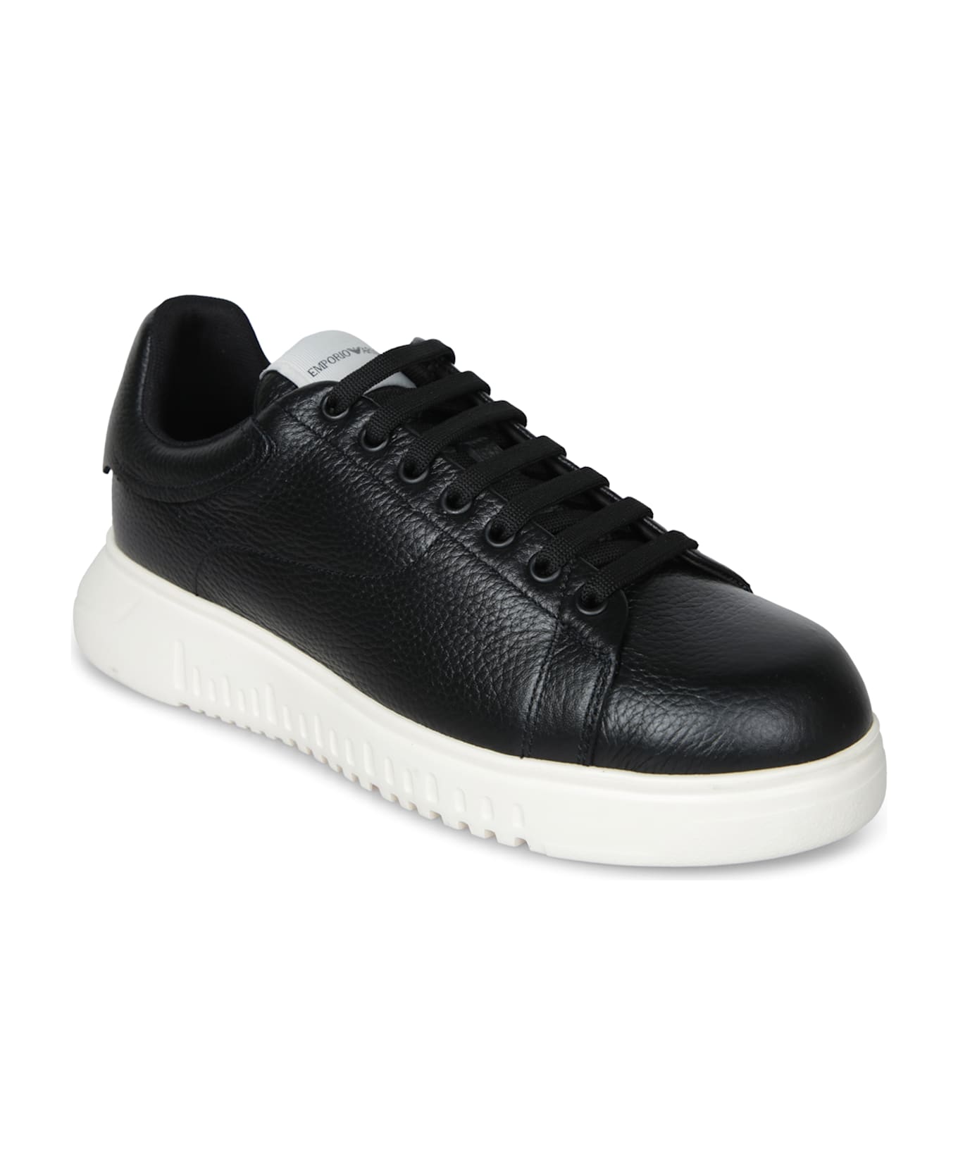 Emporio Armani Icon Grain Black Sneakers - Black