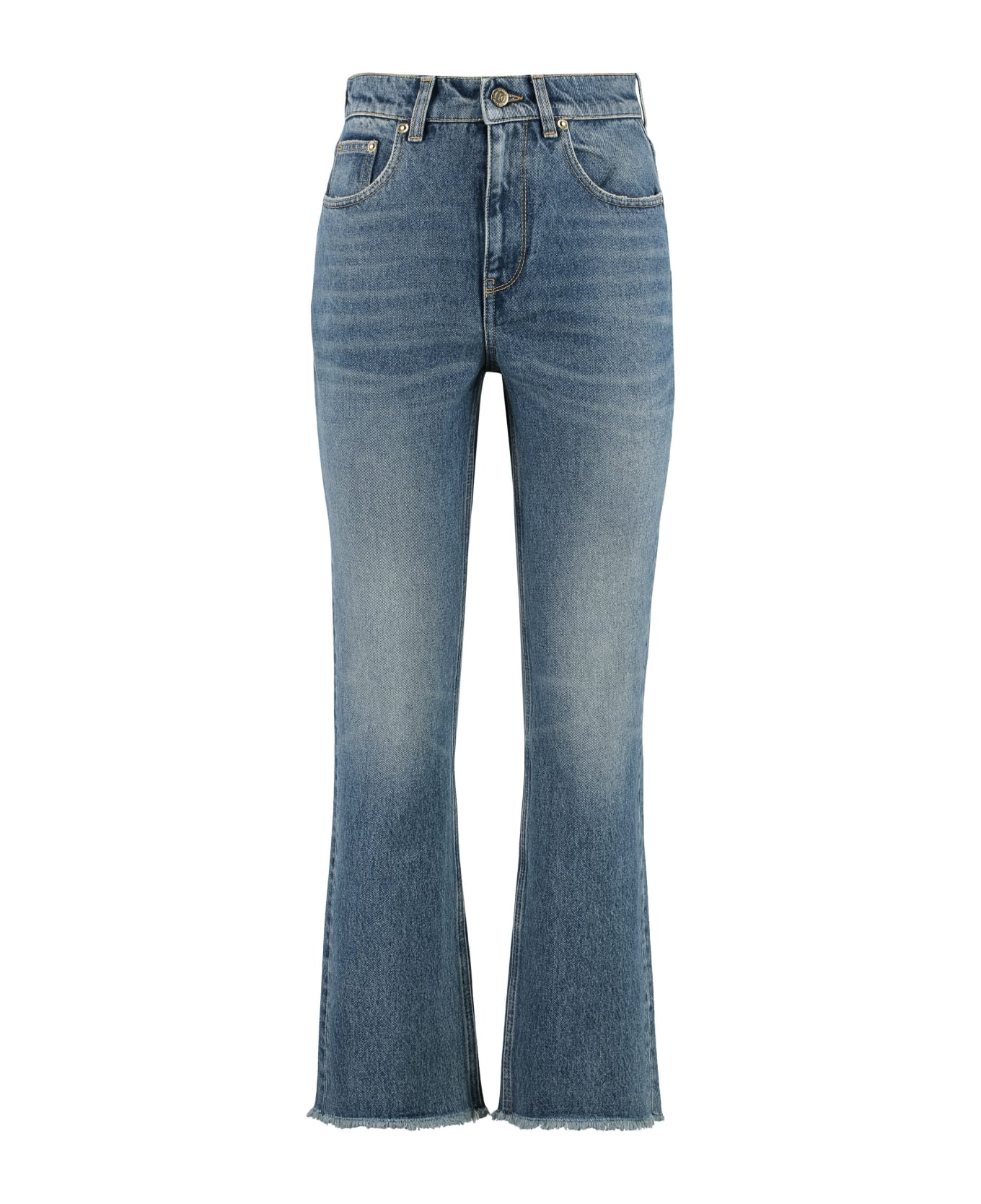 Golden Goose Embroidered Patch Cropped Jeans - blue