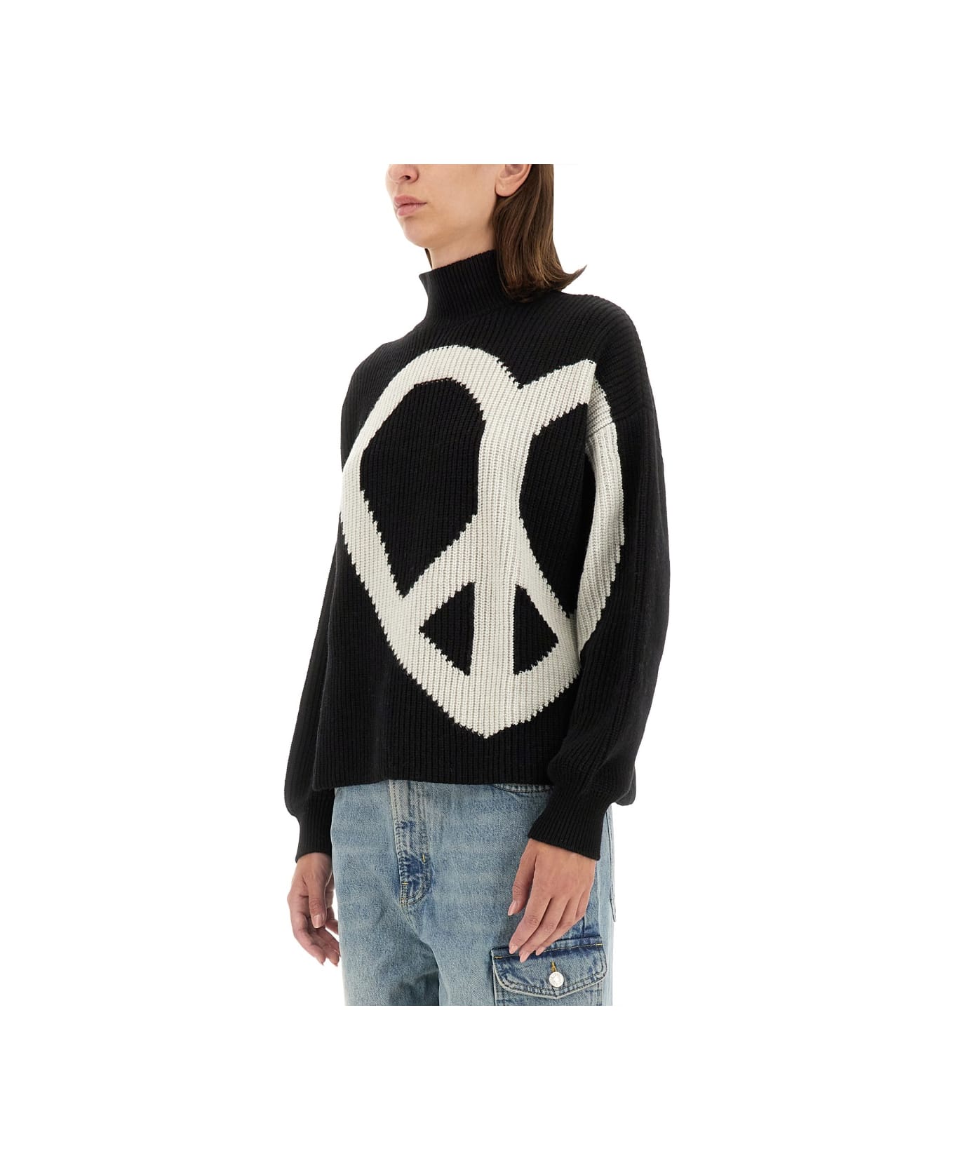 M05CH1N0 Jeans Jersey With Logo - Fantasia Nero