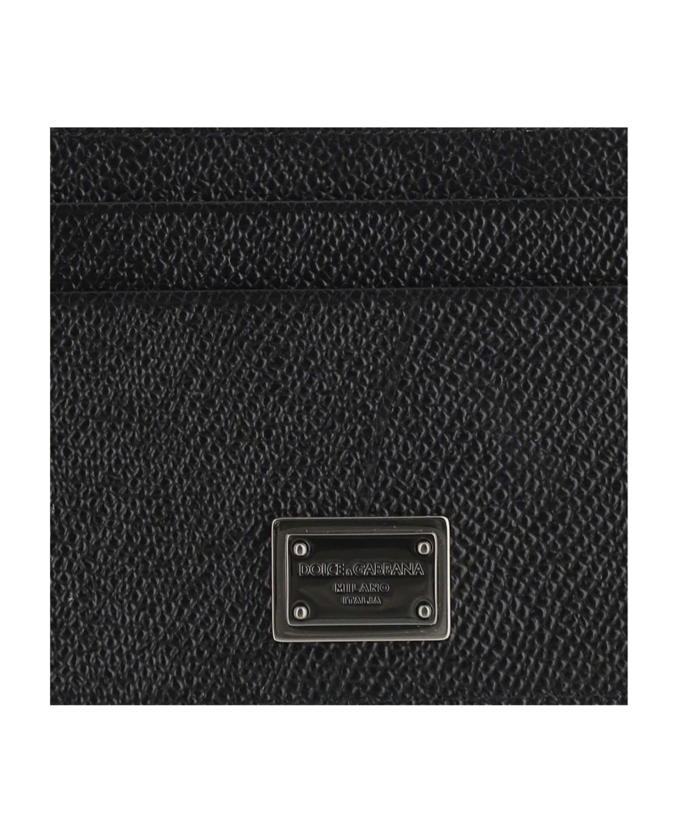 Dolce & Gabbana Leather Card Holder With Logo - Black